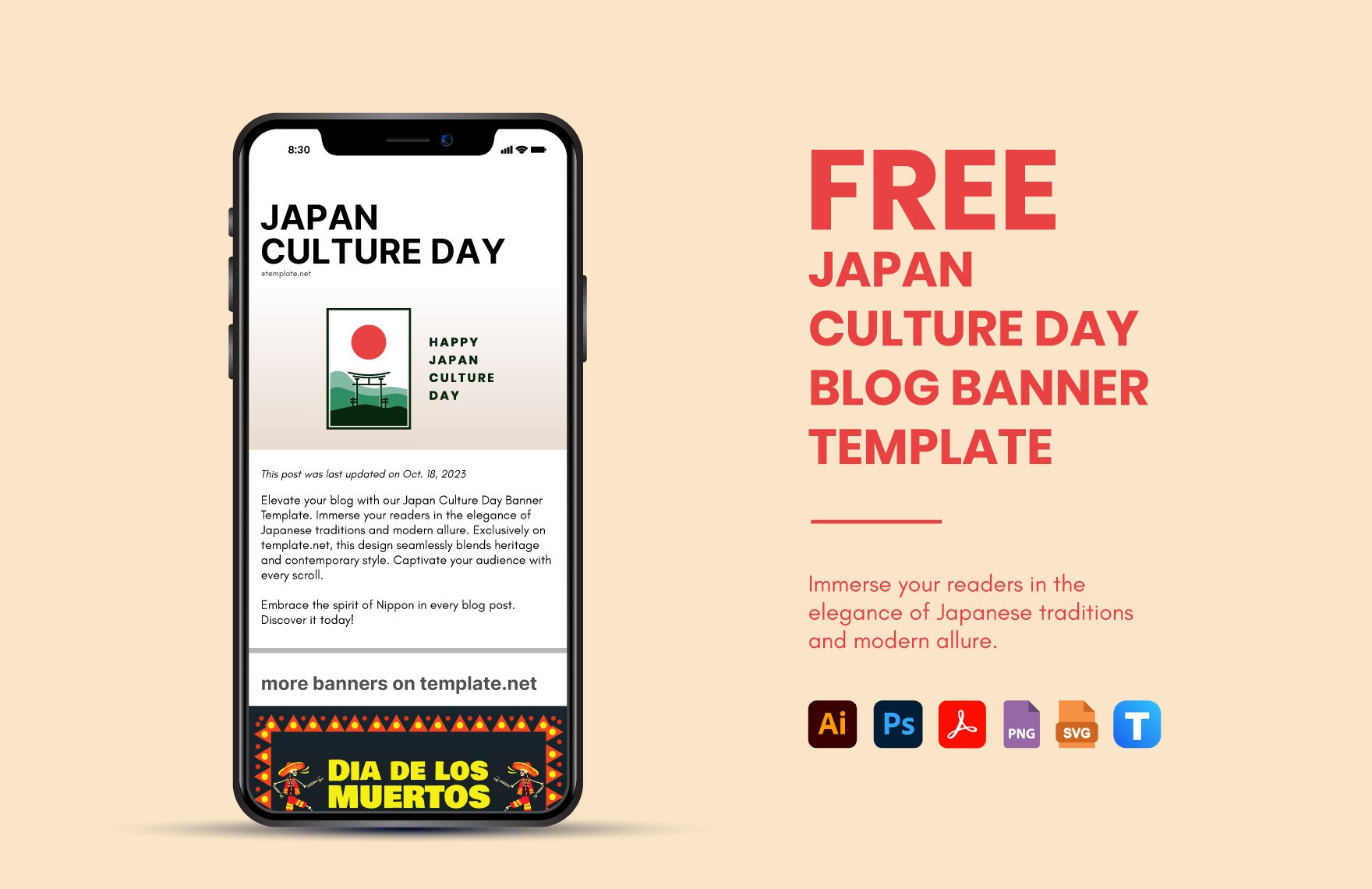 Free Japan Culture Day Blog Banner Template in PDF, Illustrator, PSD, SVG, PNG