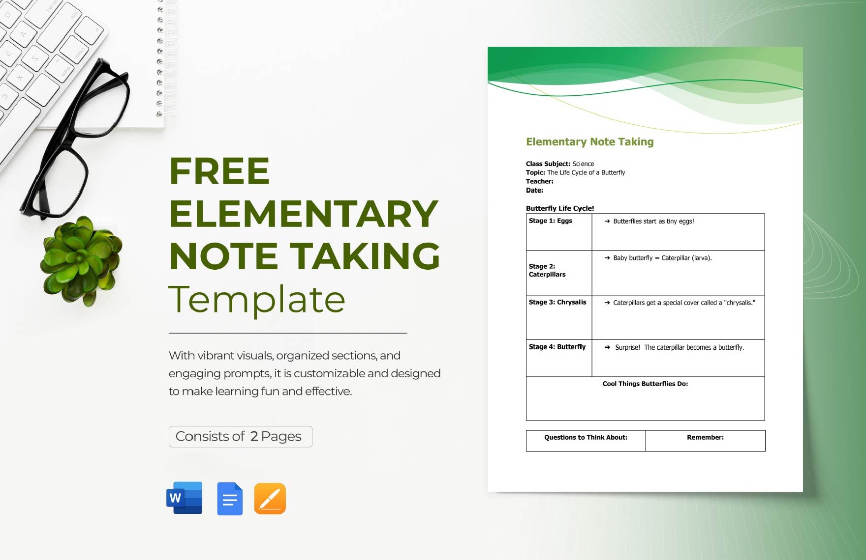 Free Elementary Note Taking Template