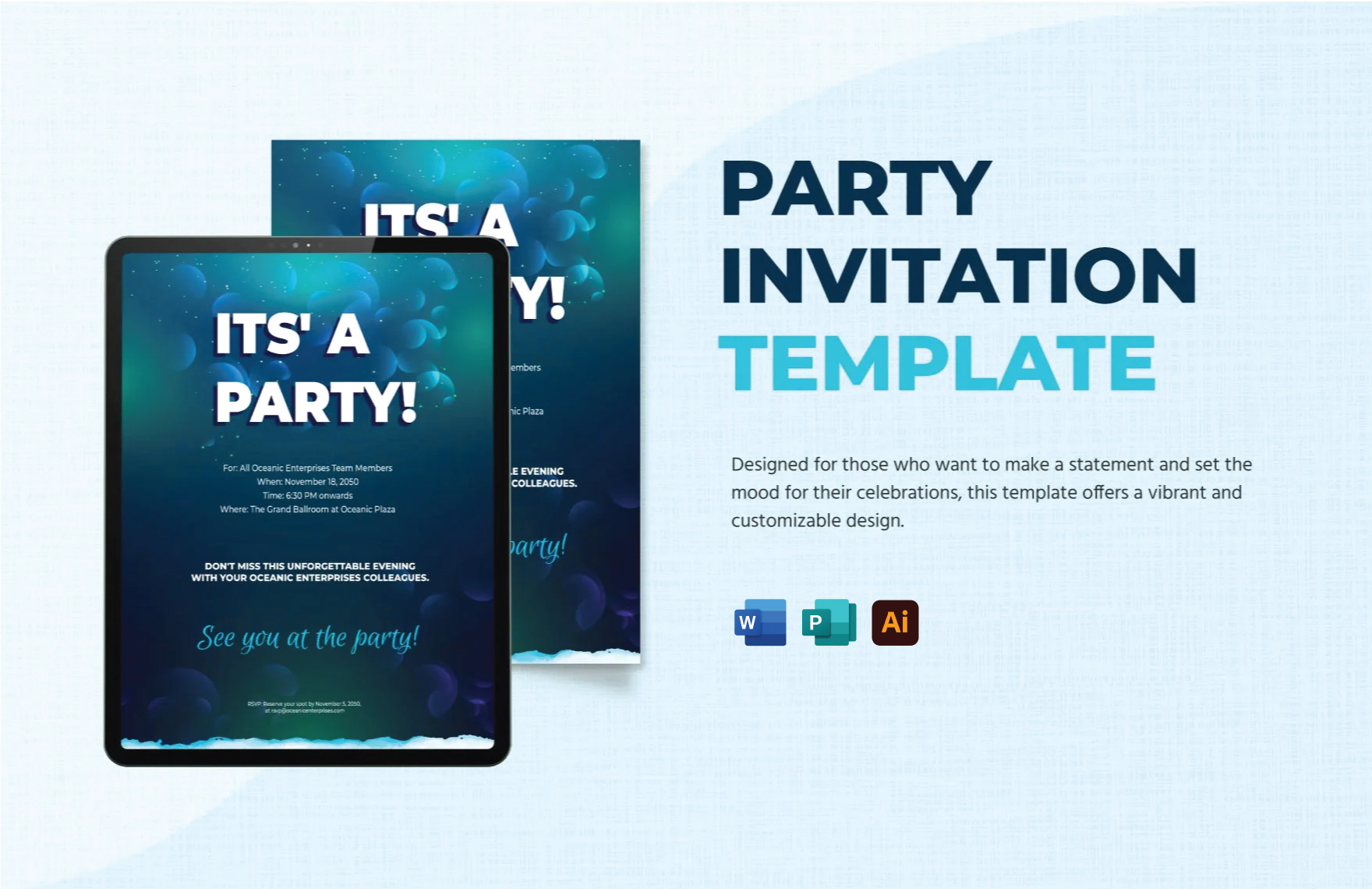 Free Party Invitation Template in Word, Illustrator, Publisher