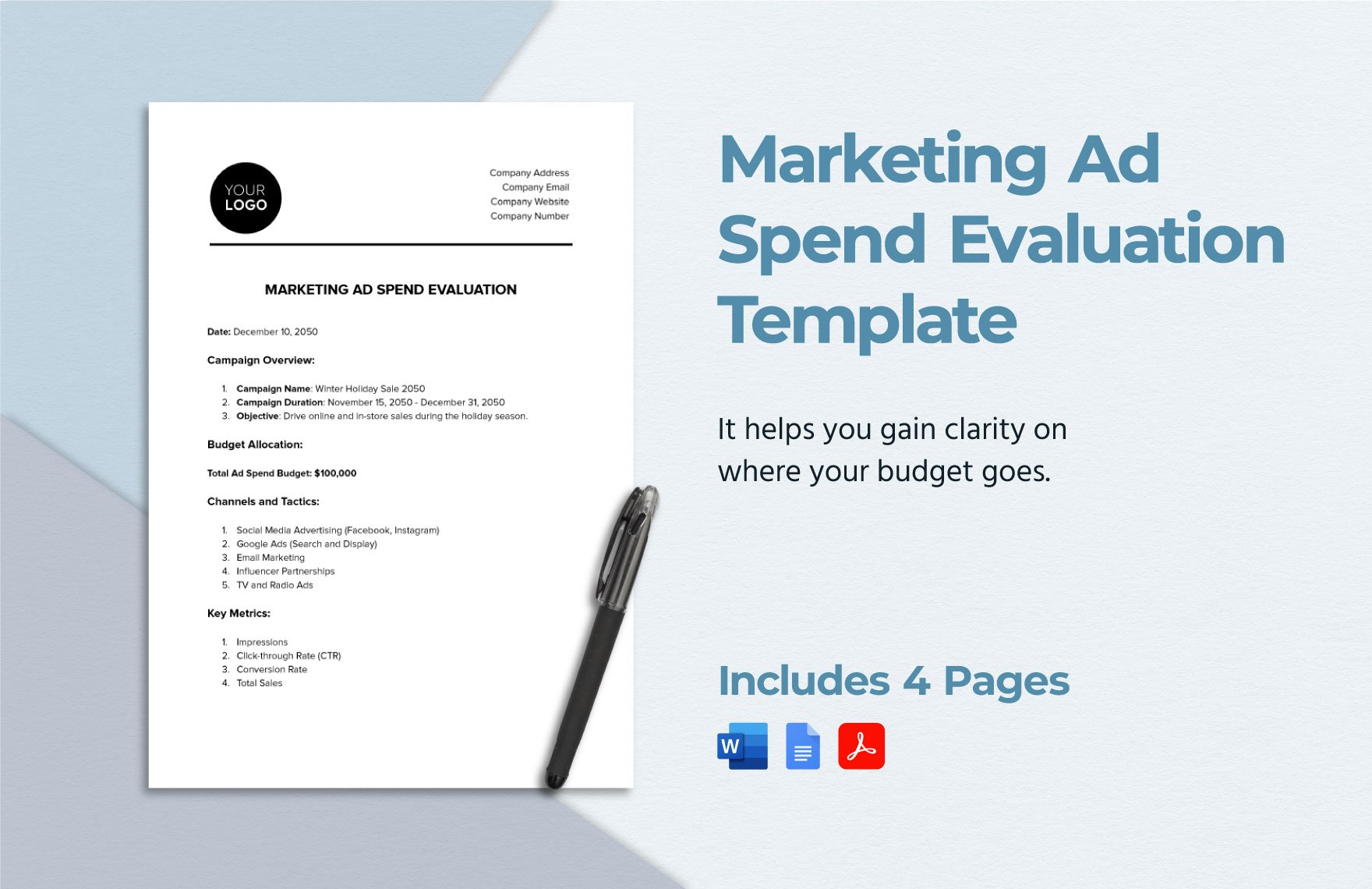 Marketing Ad Spend Evaluation Template in Word, Google Docs, PDF