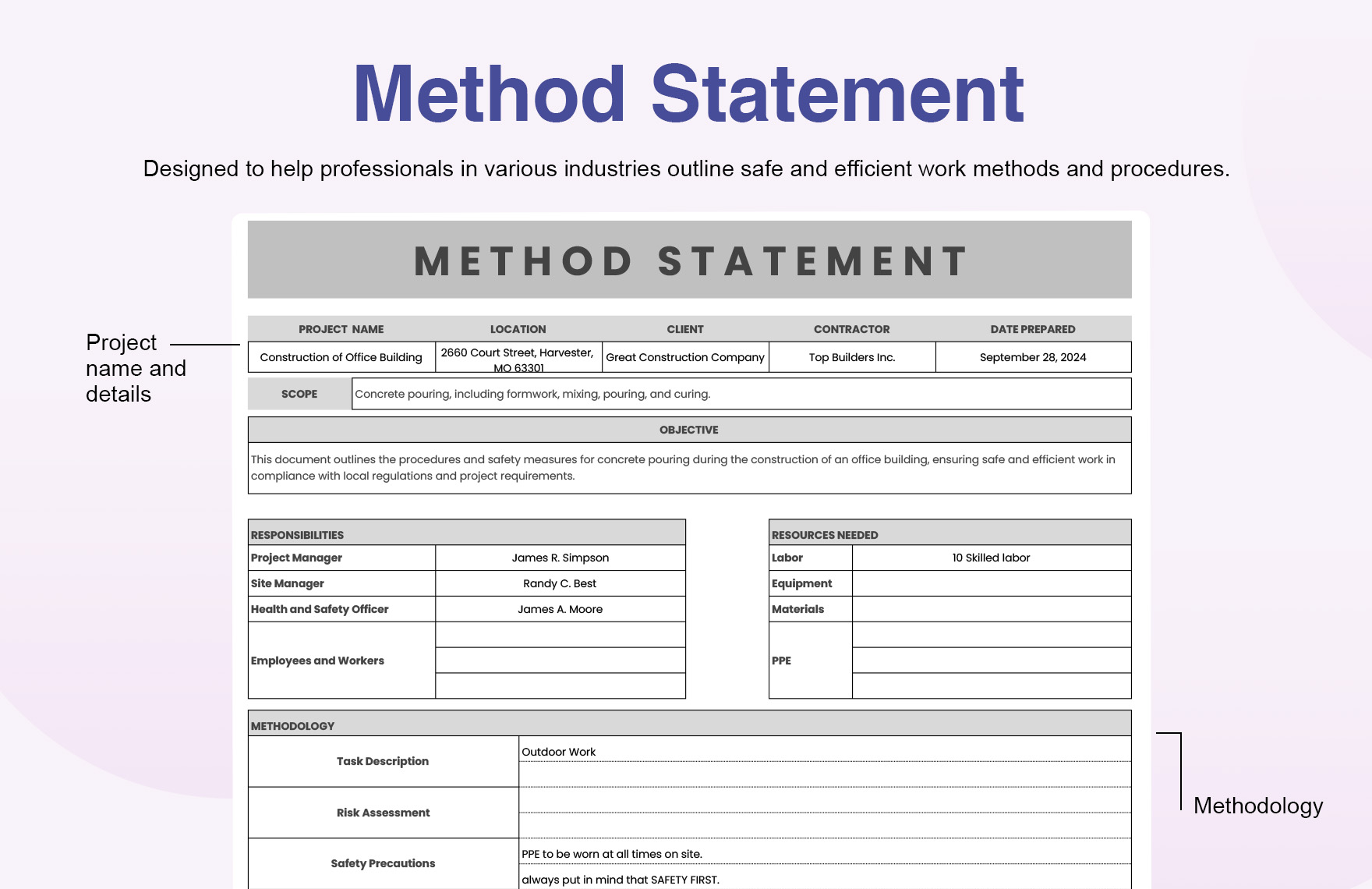 Method Statement Template In Excel Google Sheets To Download Method Statement Template In Excel Google Sheets To Download