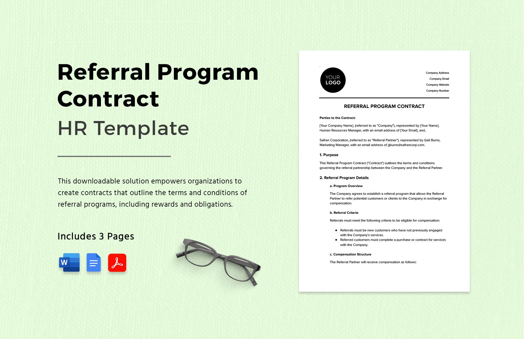 Referral Program Contract HR Template in Word, Google Docs, PDF