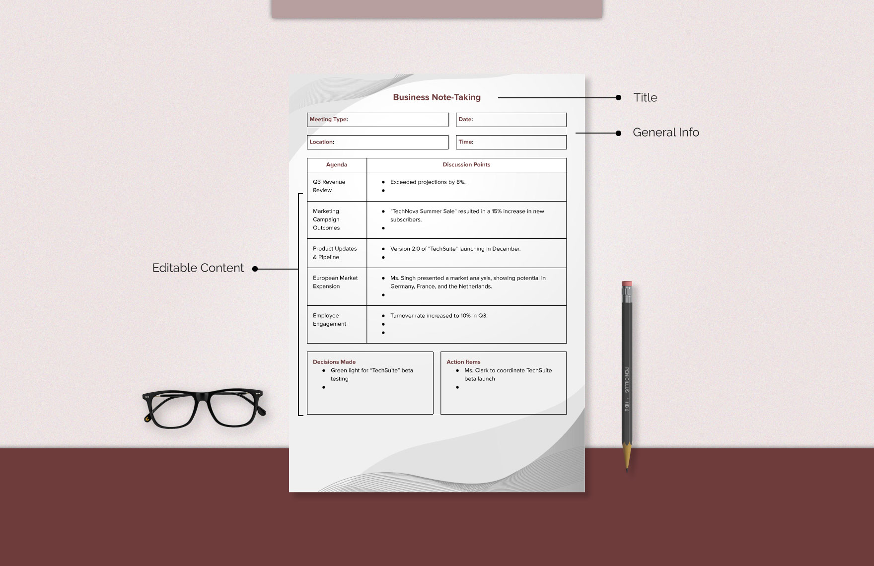 Free Business Note Taking Template - Download in Word | Template.net