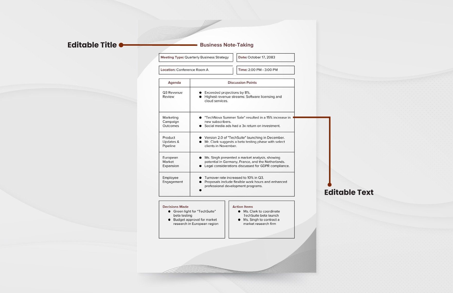 Business Note Taking Template