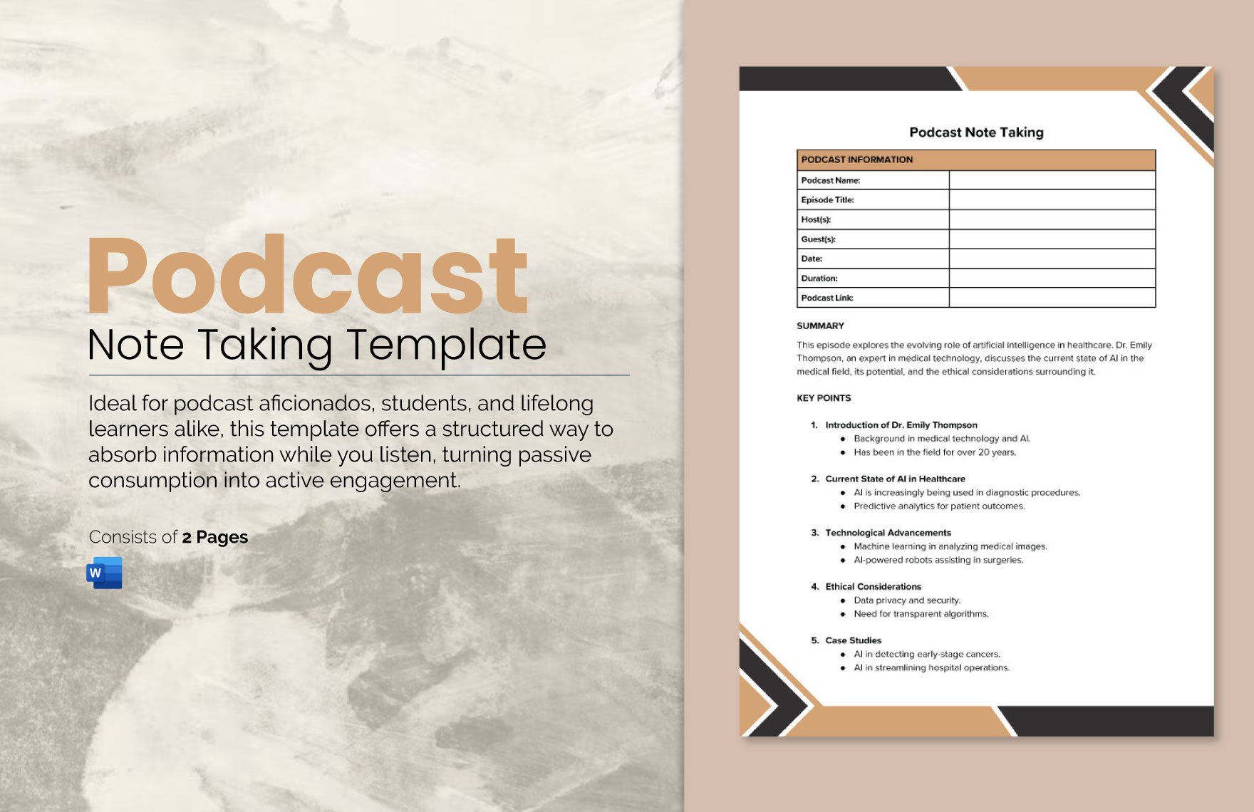 Free Podcast Note Taking Template in Word, PDF