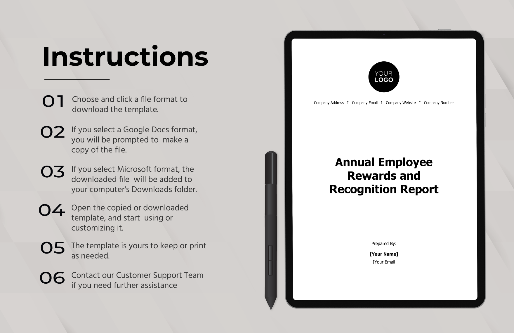 Annual Employee Rewards and Recognition Report HR Template