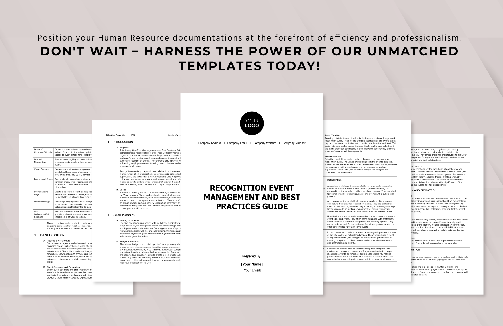 Recognition Event Management and Best Practices Guide HR Template