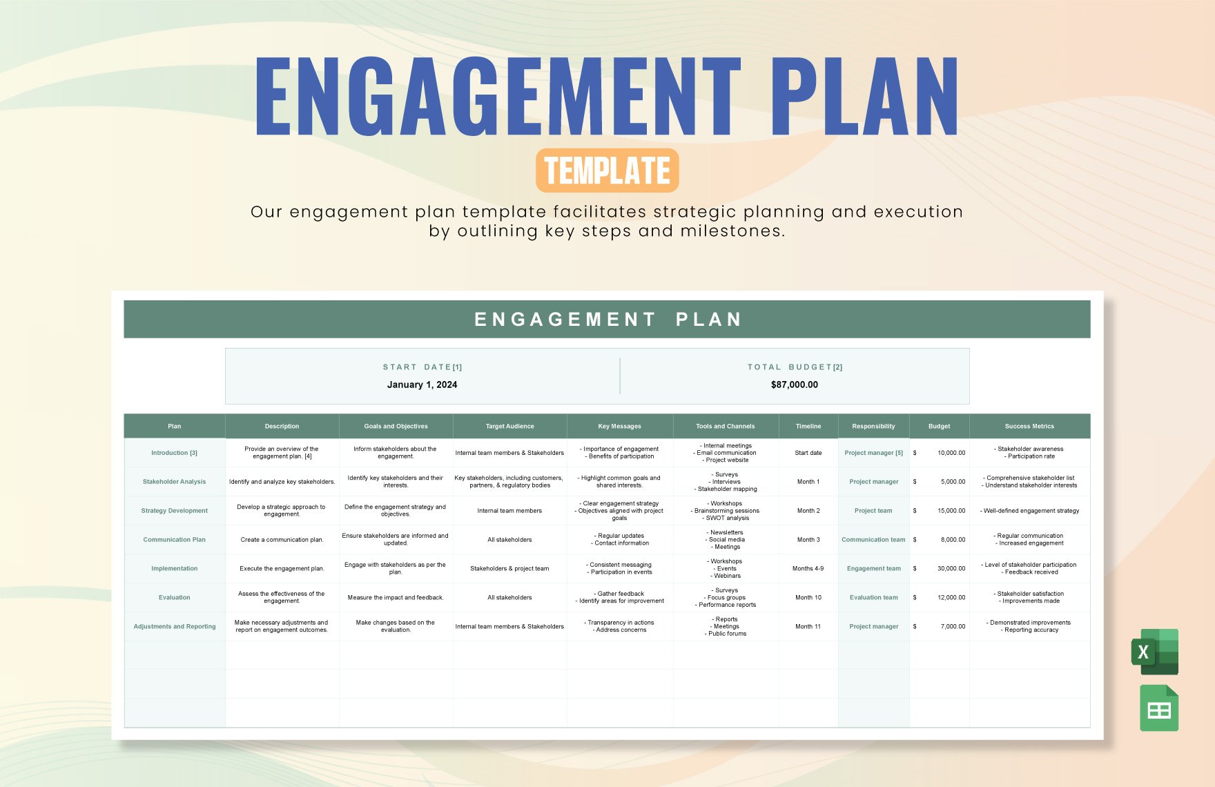 Free Engagement Plan Template in Excel, Google Sheets