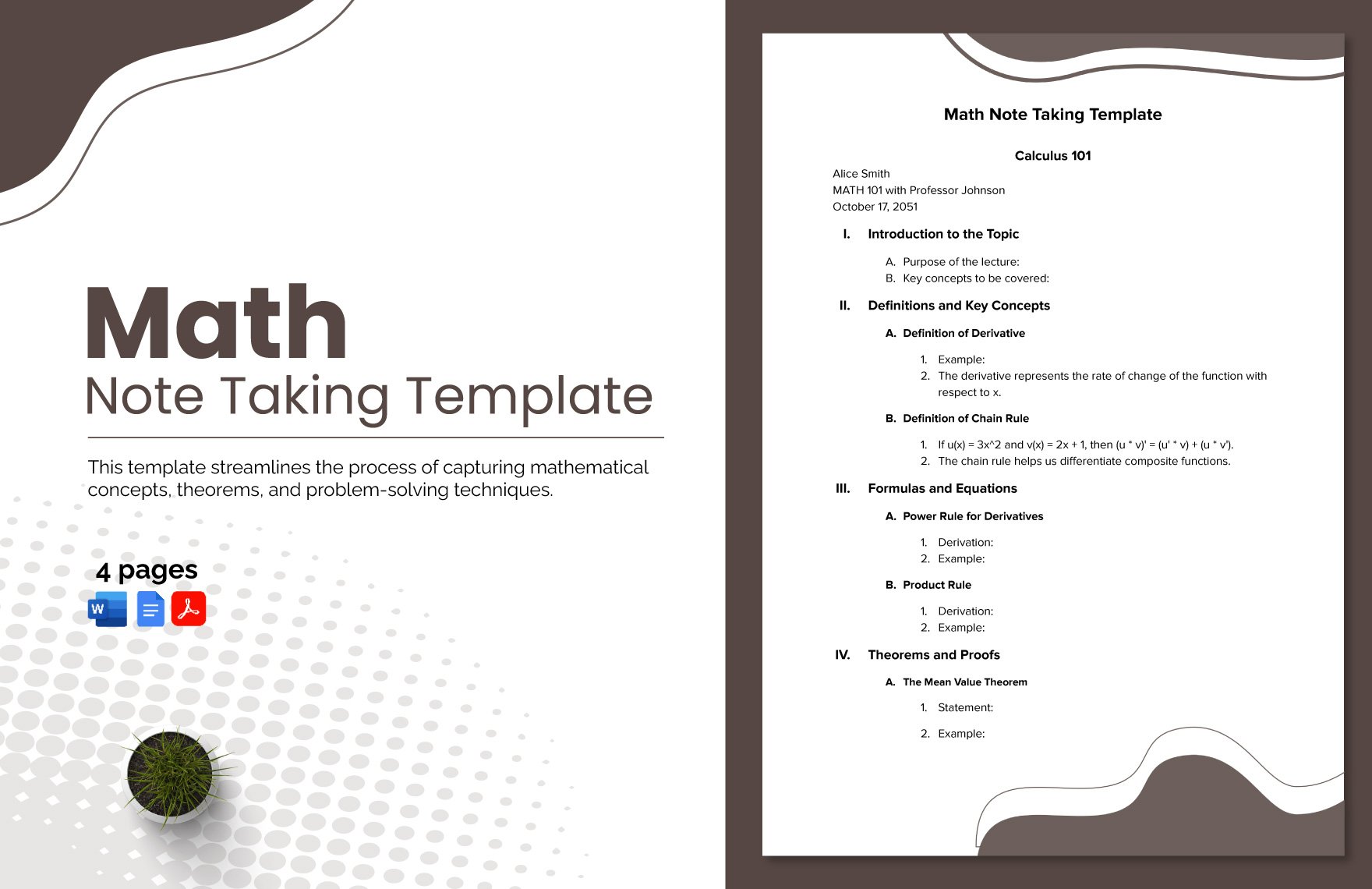 Math Note Taking Template