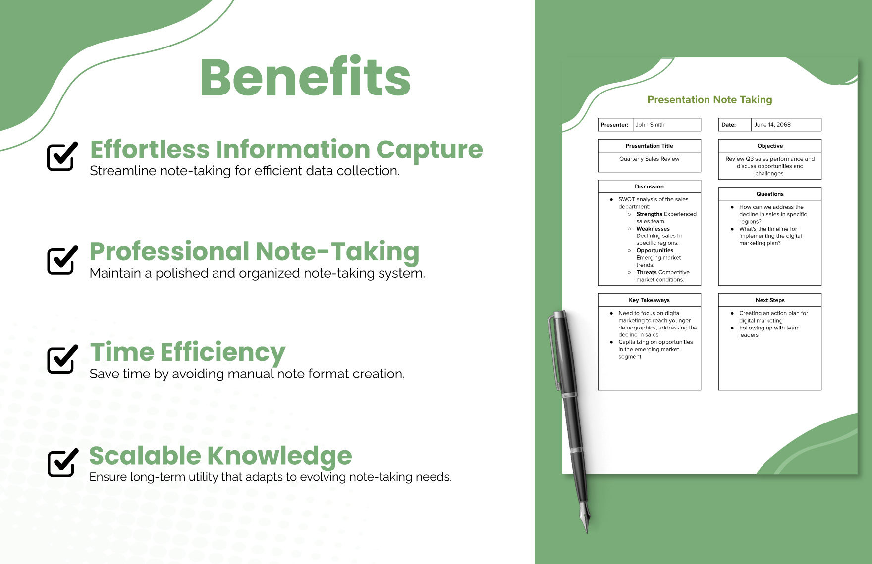 Presentation Note Taking Template