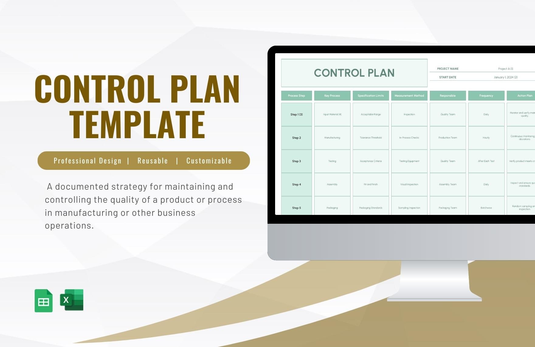 Control Plan Template in Excel, Google Sheets