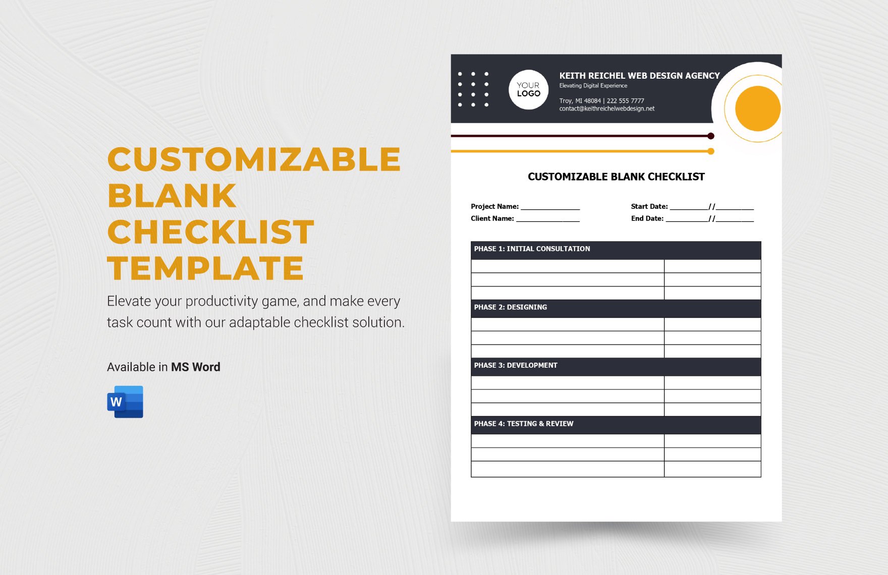 Customizable Blank Checklist Template