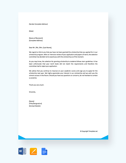 FREE Scholarship Thank You Letter Template - Word (DOC) | Google Docs ...