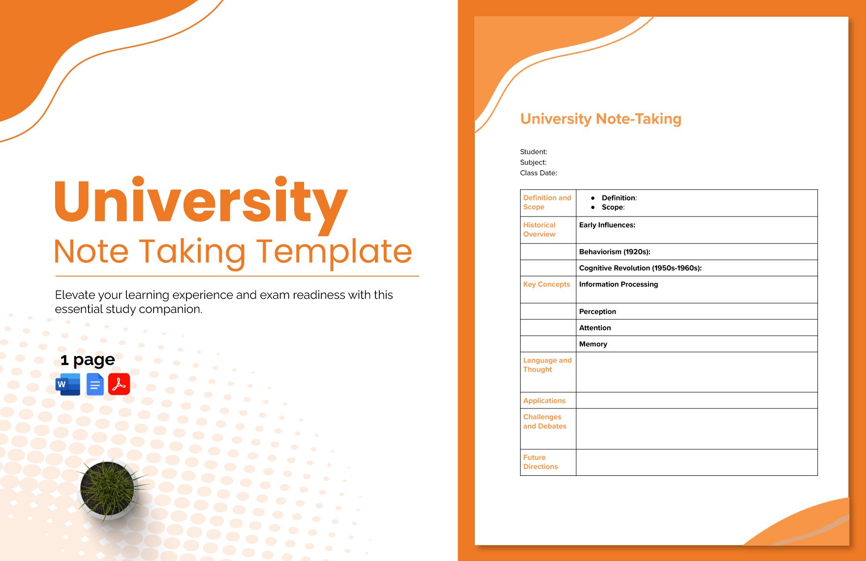 University Note Taking Template 