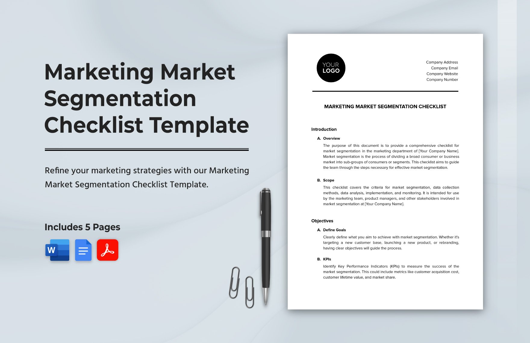 Marketing Market Segmentation Checklist Template  in Word, Google Docs, PDF