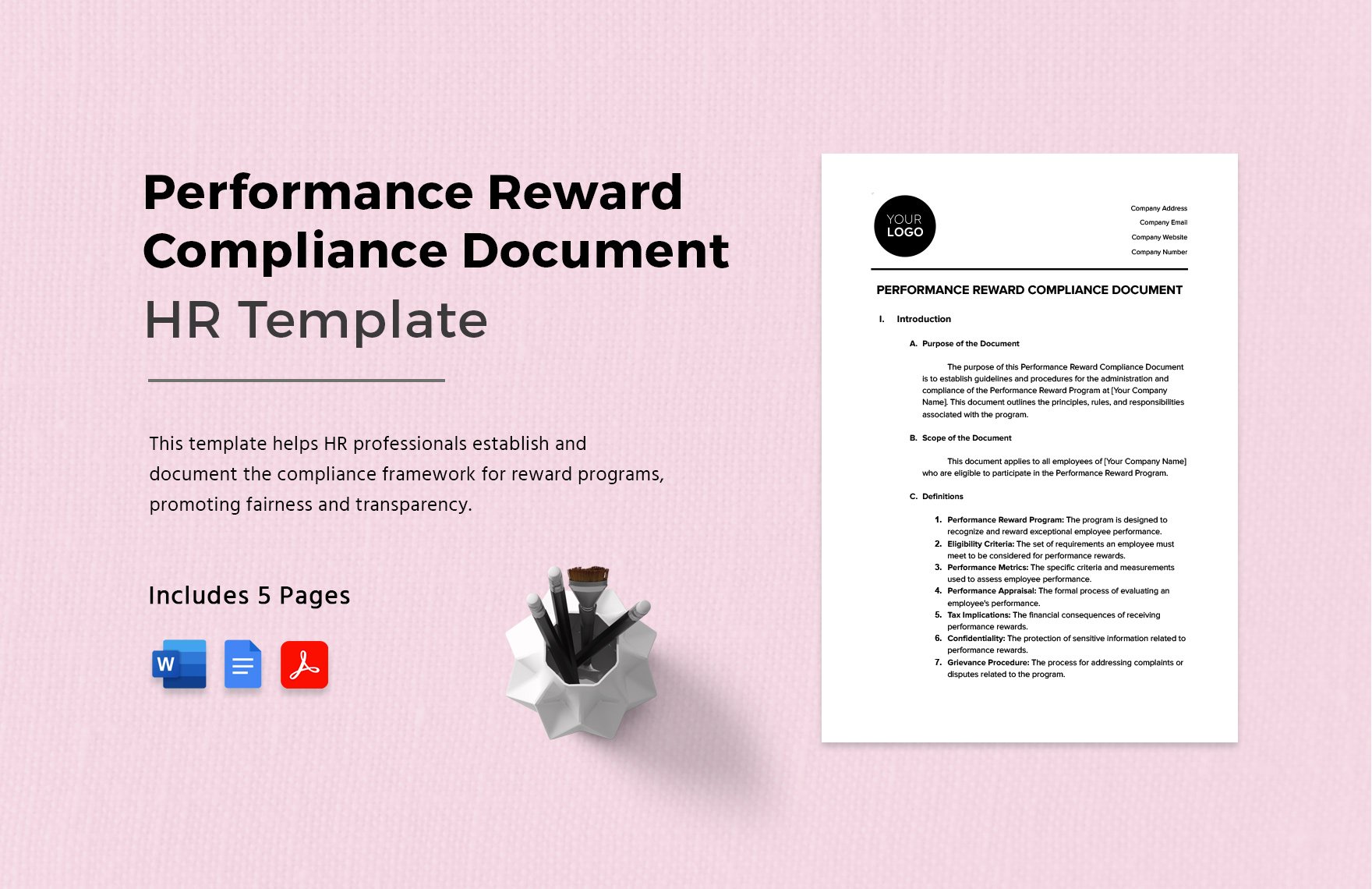 Performance Reward Compliance Document HR Template in Word, Google Docs, PDF