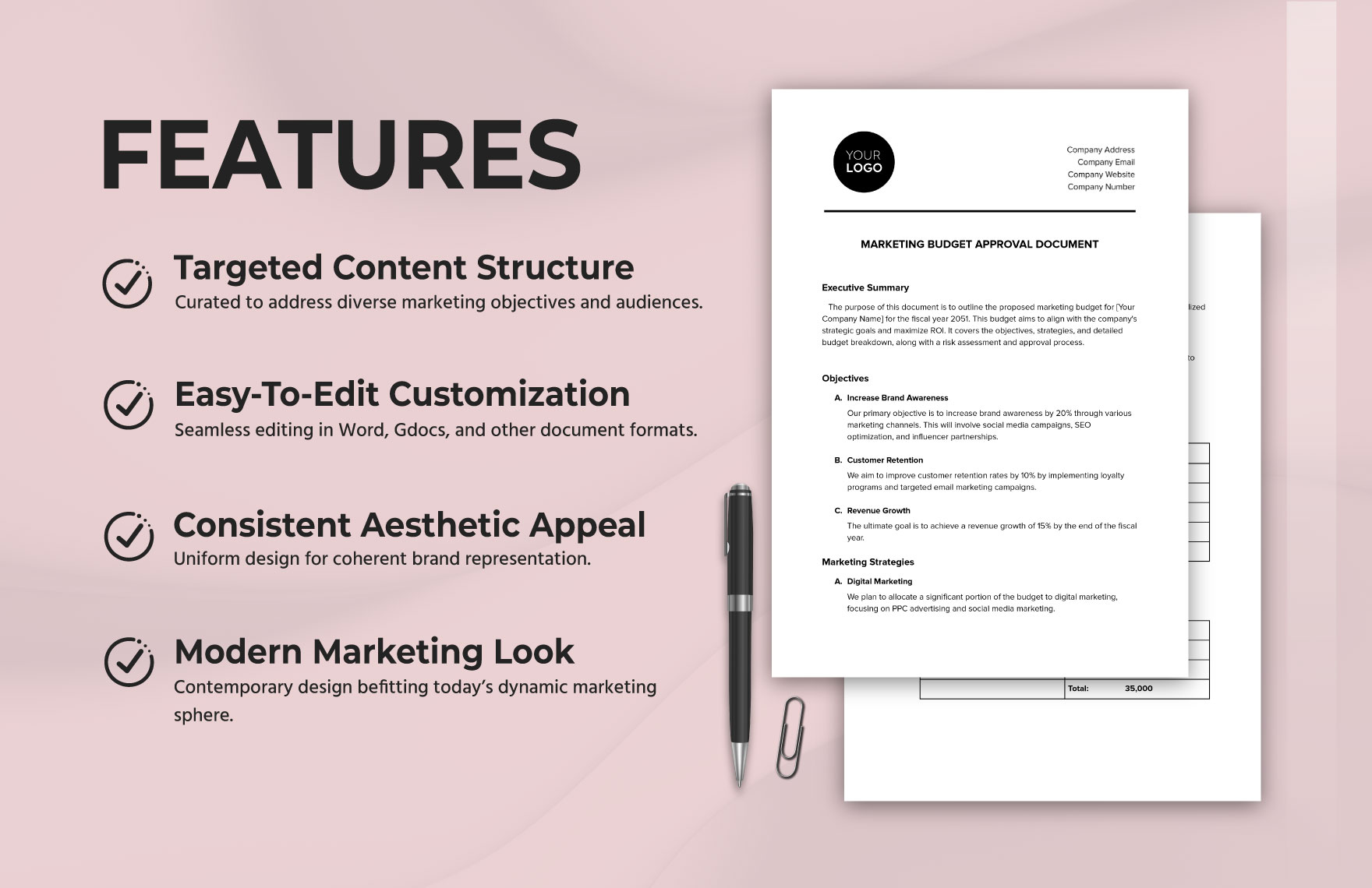 Marketing Budget Approval Document Template