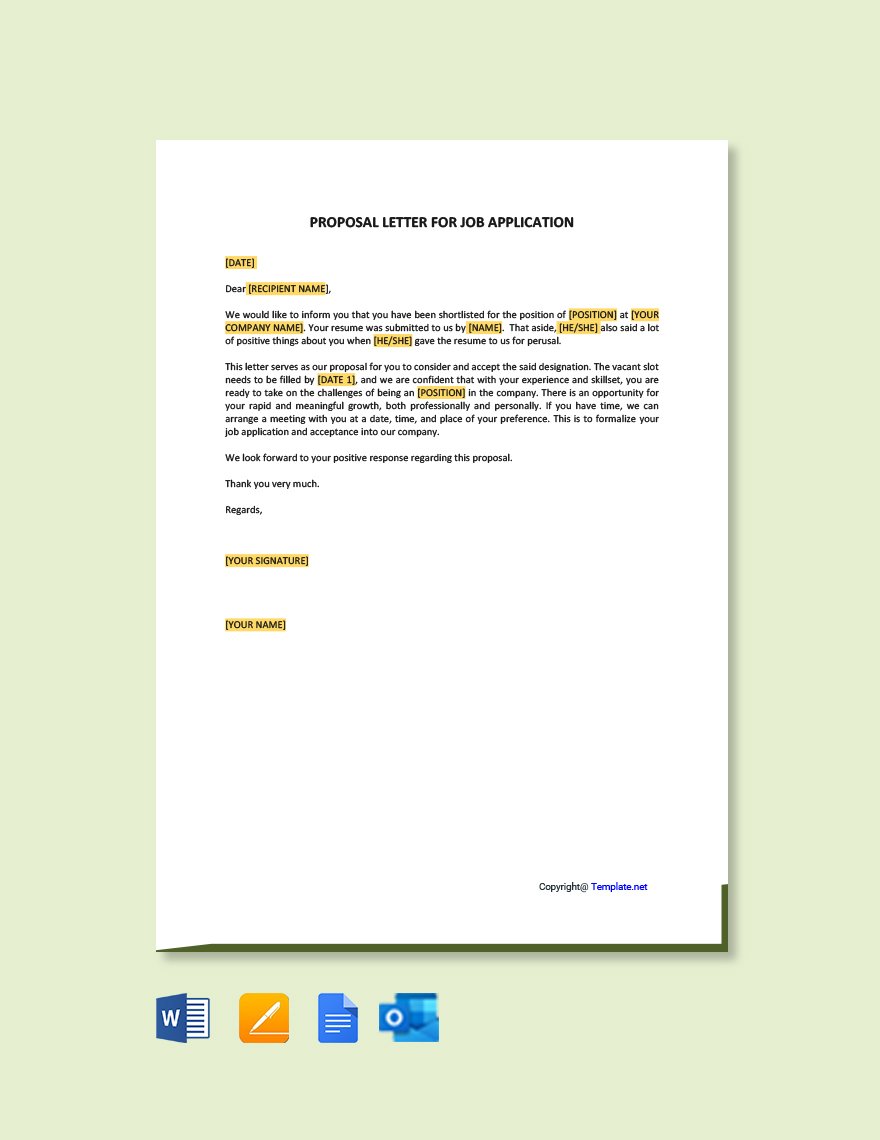 Proposal Letter For Job Application Template