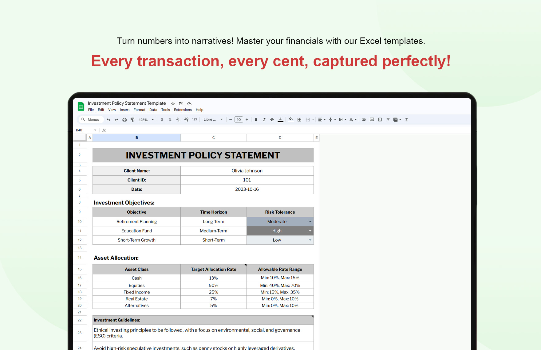 Investment Policy Statement Template