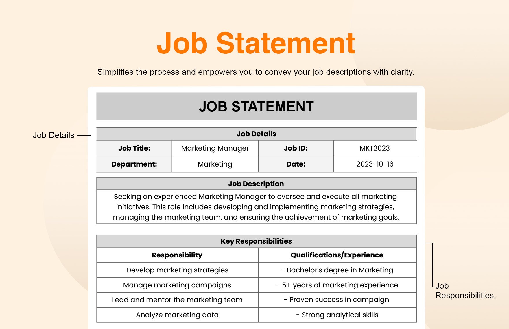 Job Statement Template