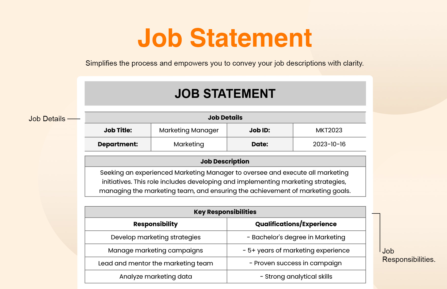 Job Statement Template In Excel Google Sheets Download Template Job Statement Template In Excel Google Sheets Download Template