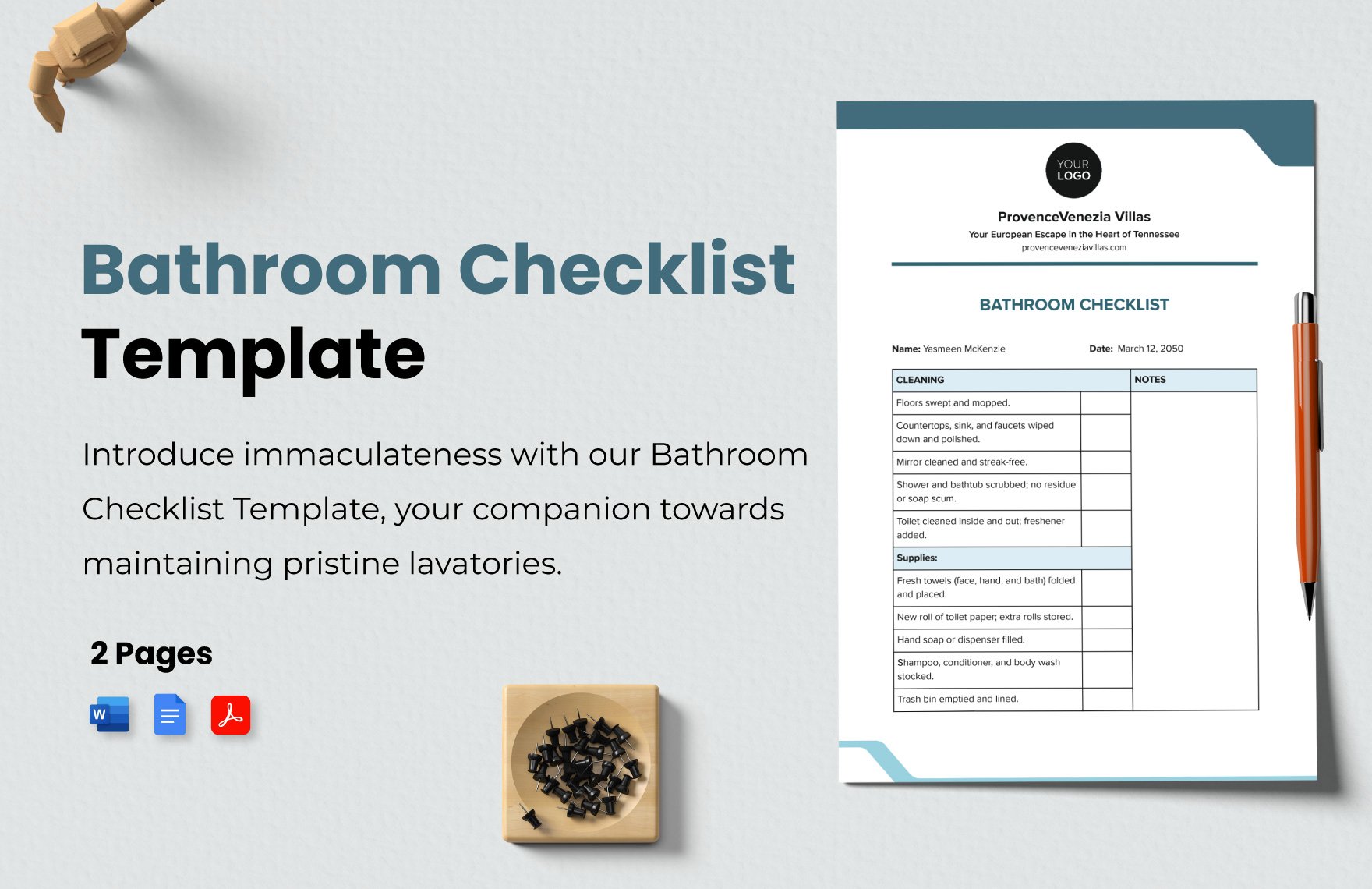 Bathroom Checklist Template