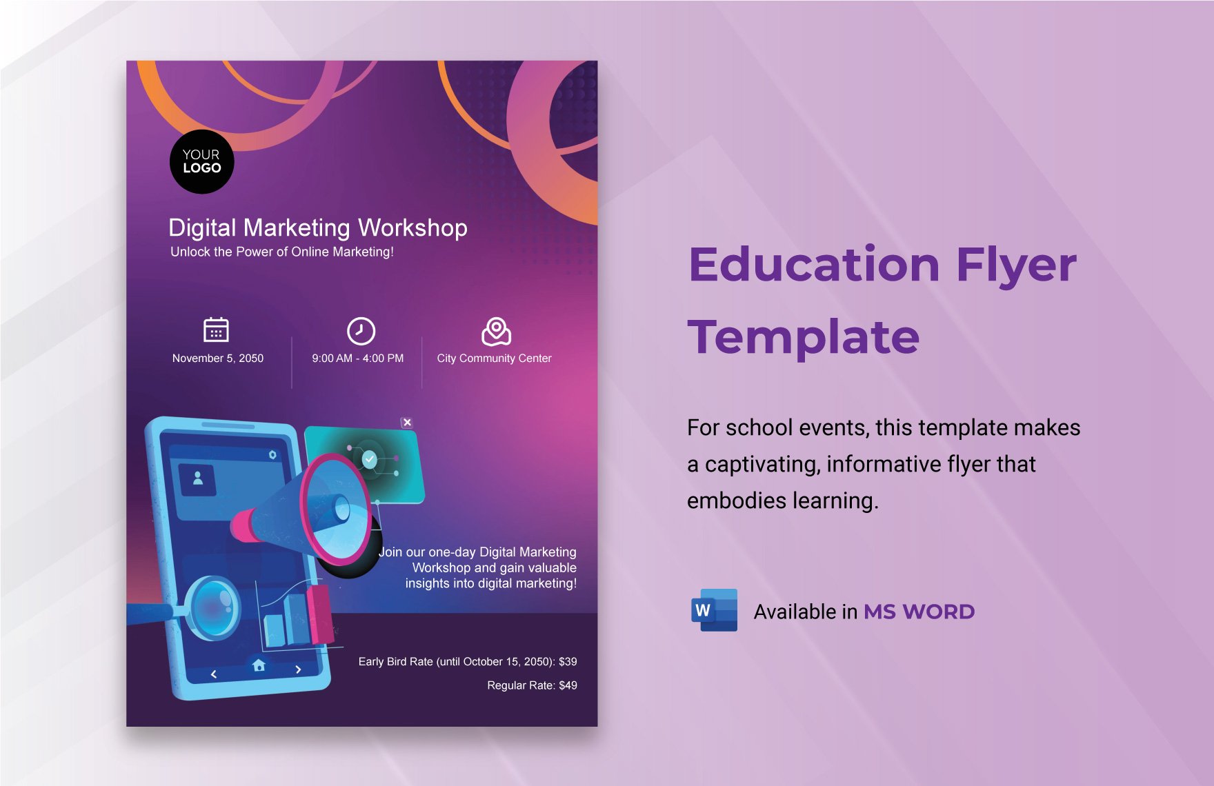 Education Flyer Template in Word, Publisher