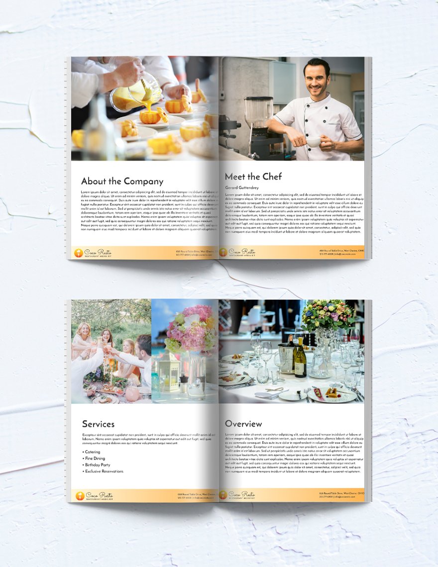 Printable Restaurant Business Media Kit Template