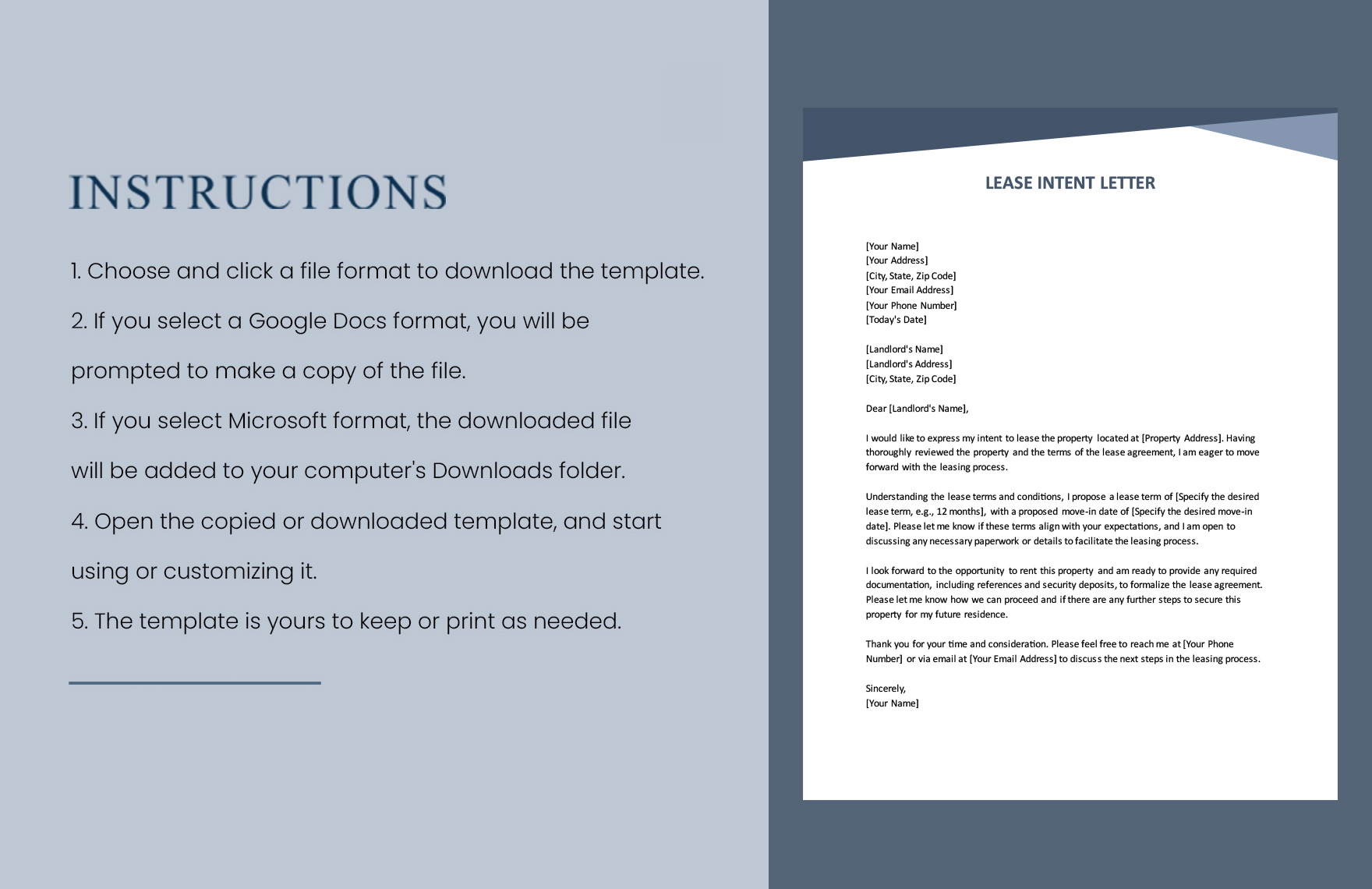 Lease Intent Letter