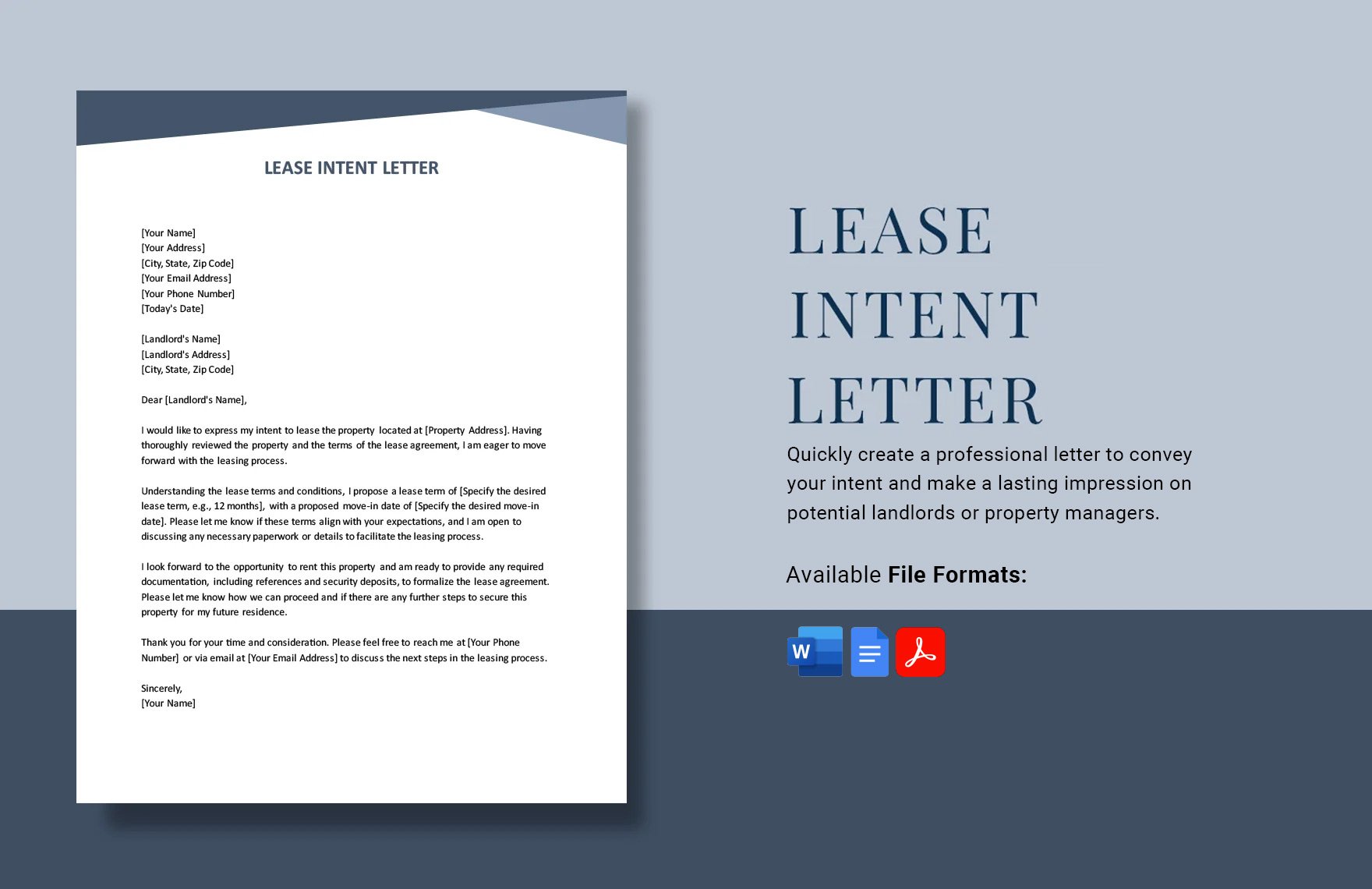 Lease Intent Letter in Word, Google Docs, PDF