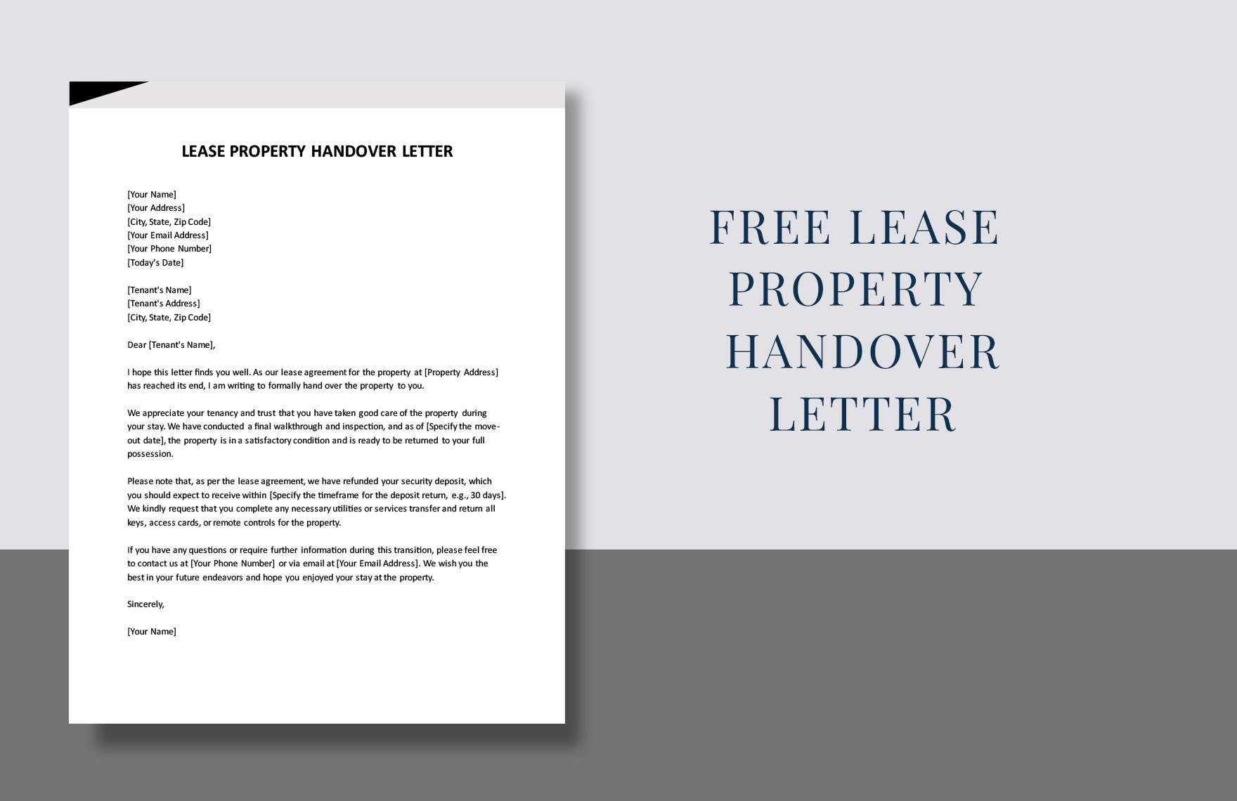 Lease Property Handover Letter