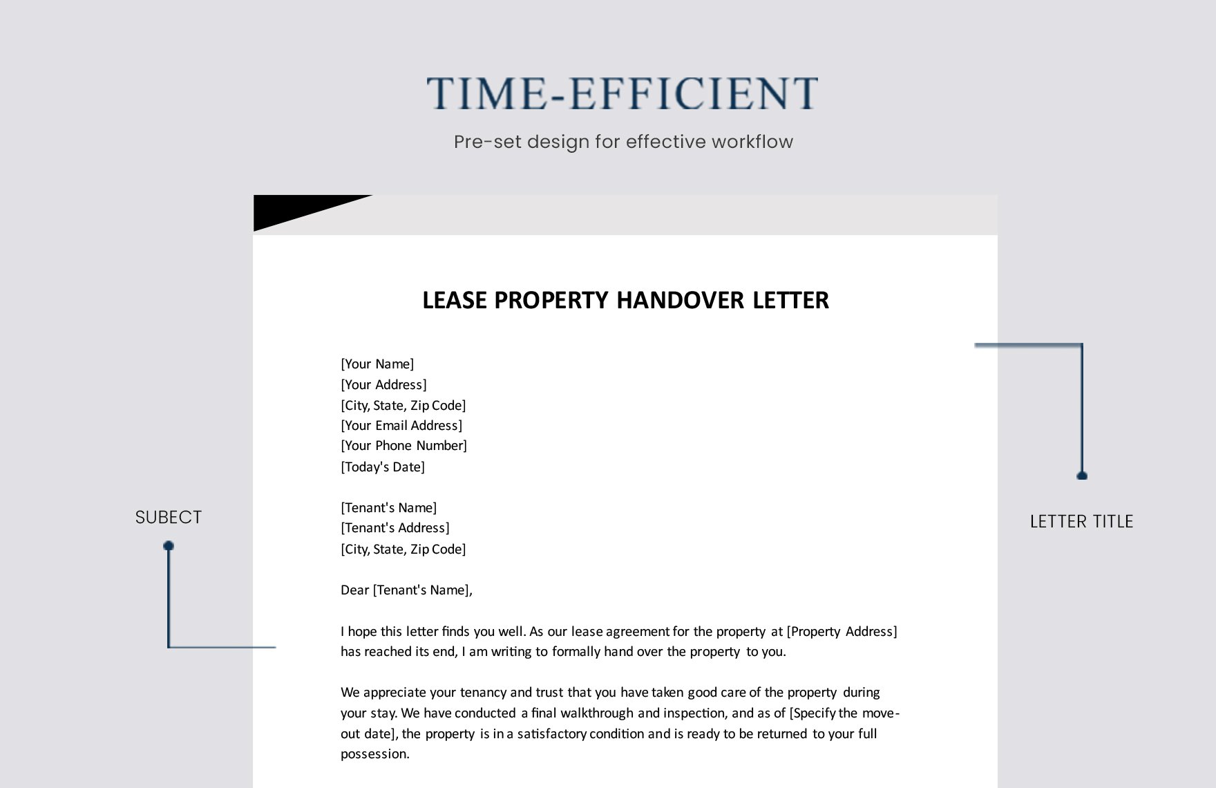 Lease Property Handover Letter