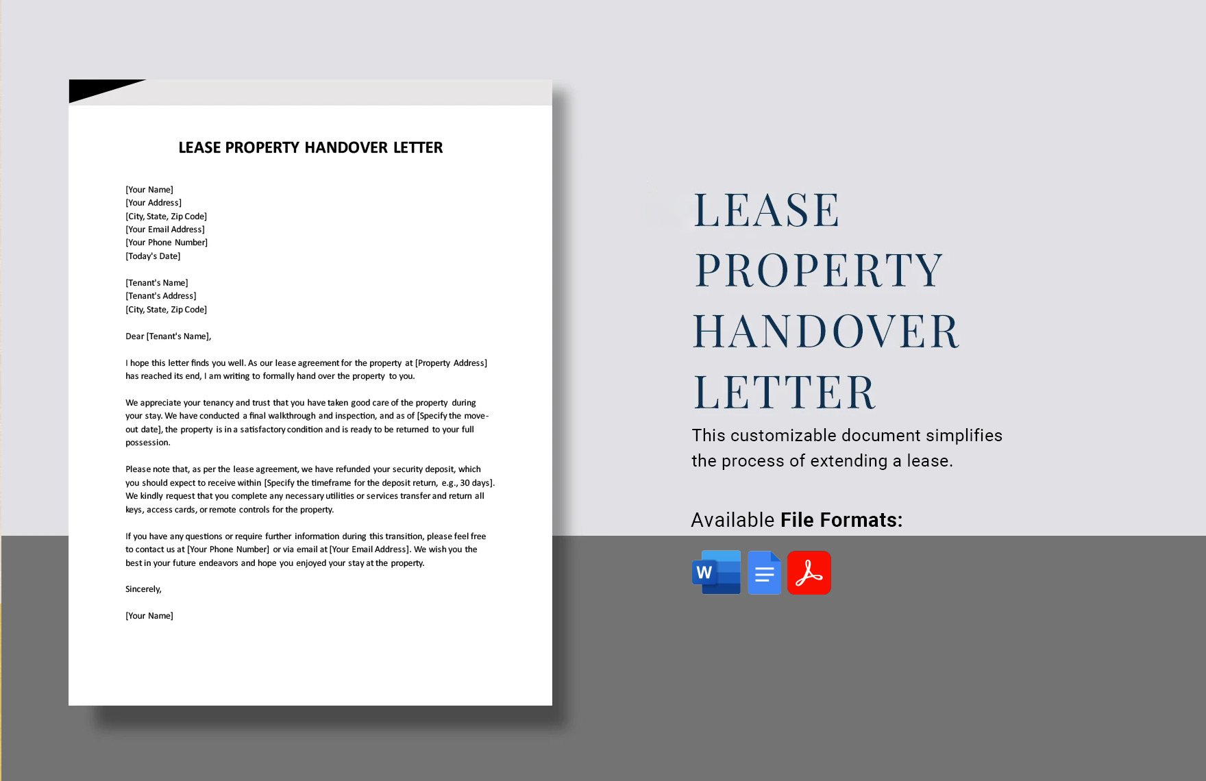 Lease Property Handover Letter in Word, Google Docs, PDF