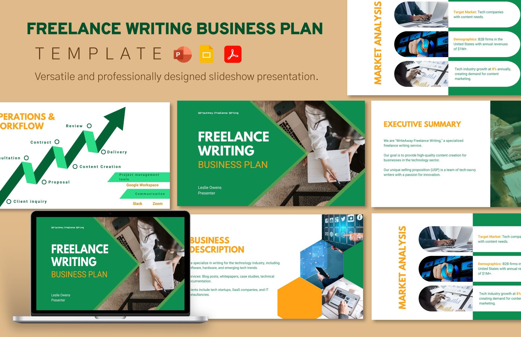 Freelance Writing Business Plan Template in PDF, PowerPoint, Google Slides