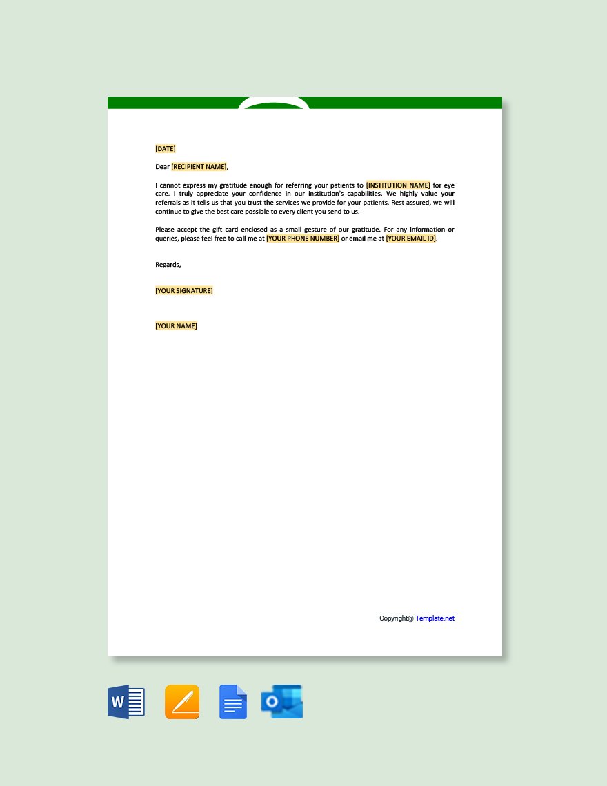 Free Thank You Letter To Doctor For Referral Template