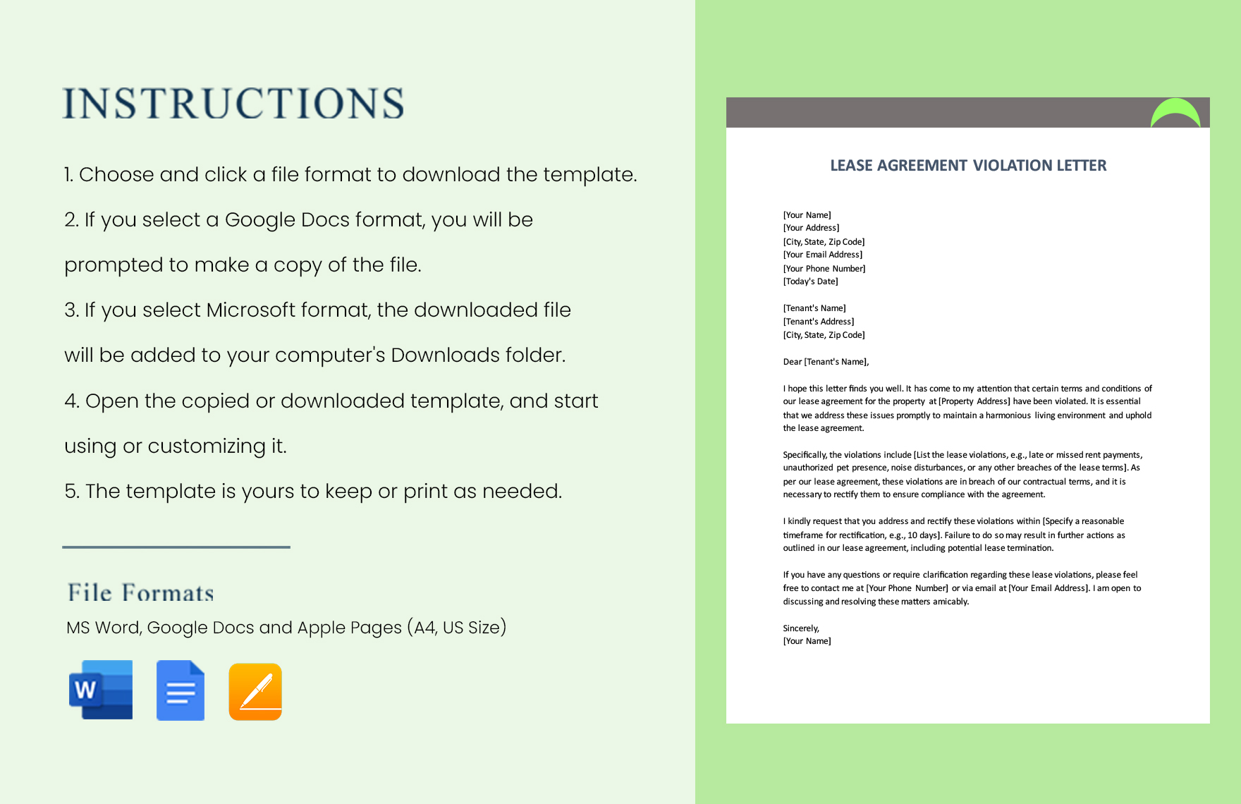 Lease Agreement Violation Letter