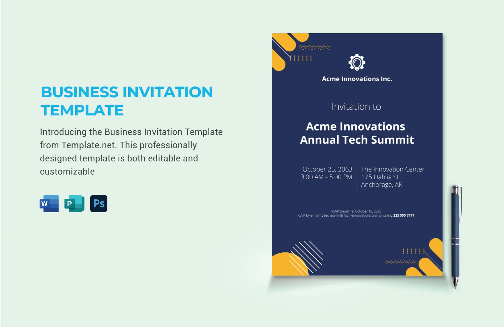 Business Invitation Template in Word, Photoshop, Publisher, InDesign - Download | Template.net