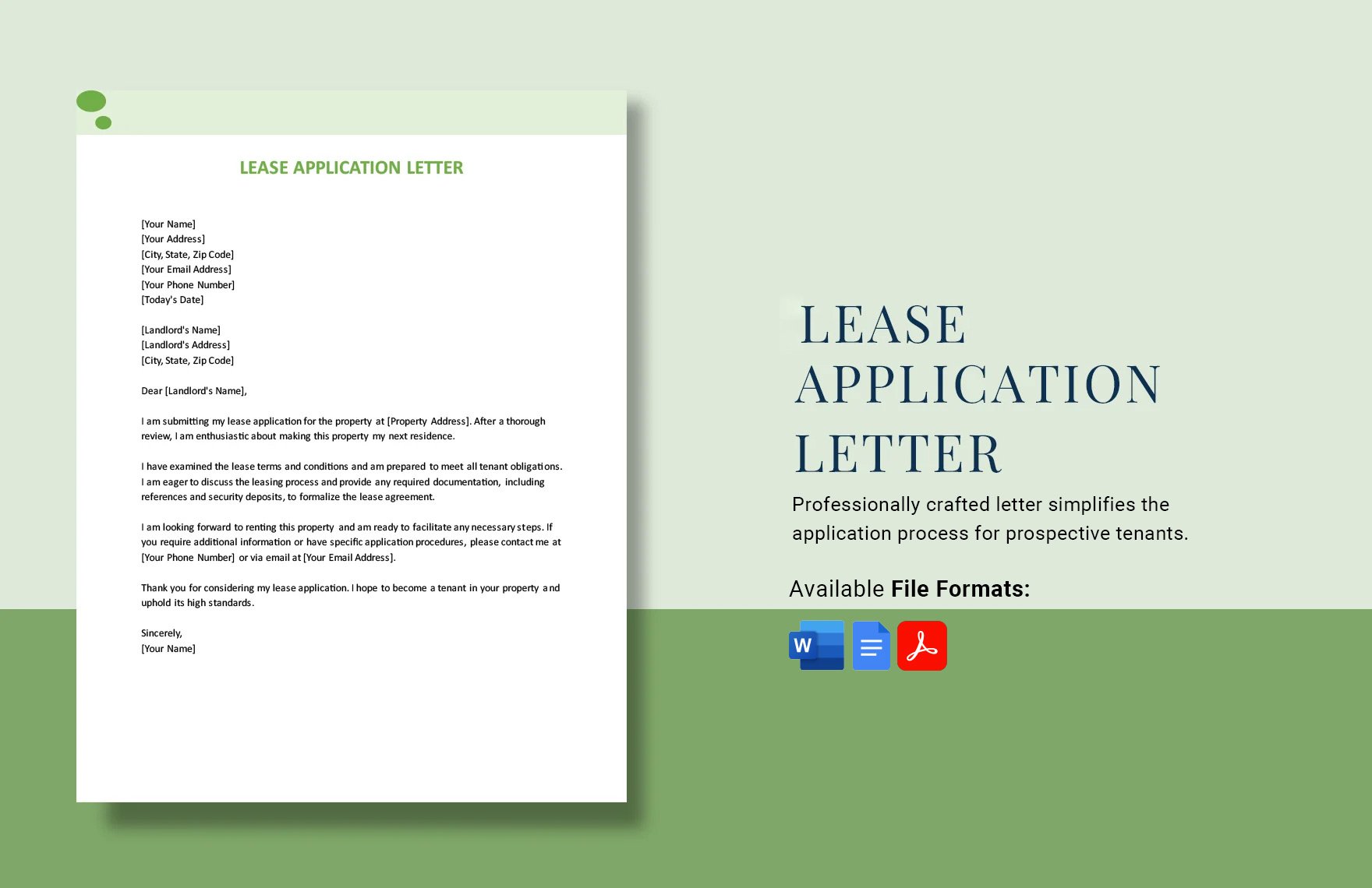 Lease Application Letter in Word, Google Docs, PDF