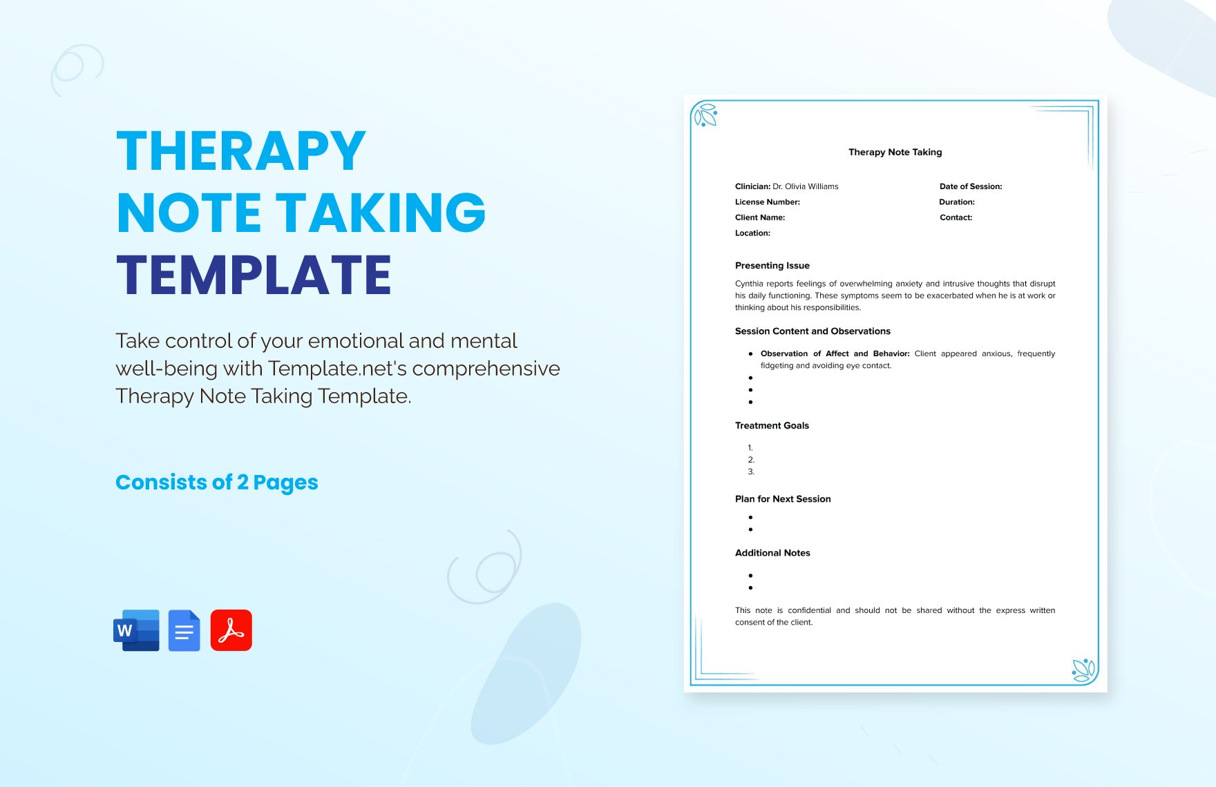 Therapy Note Taking Template 