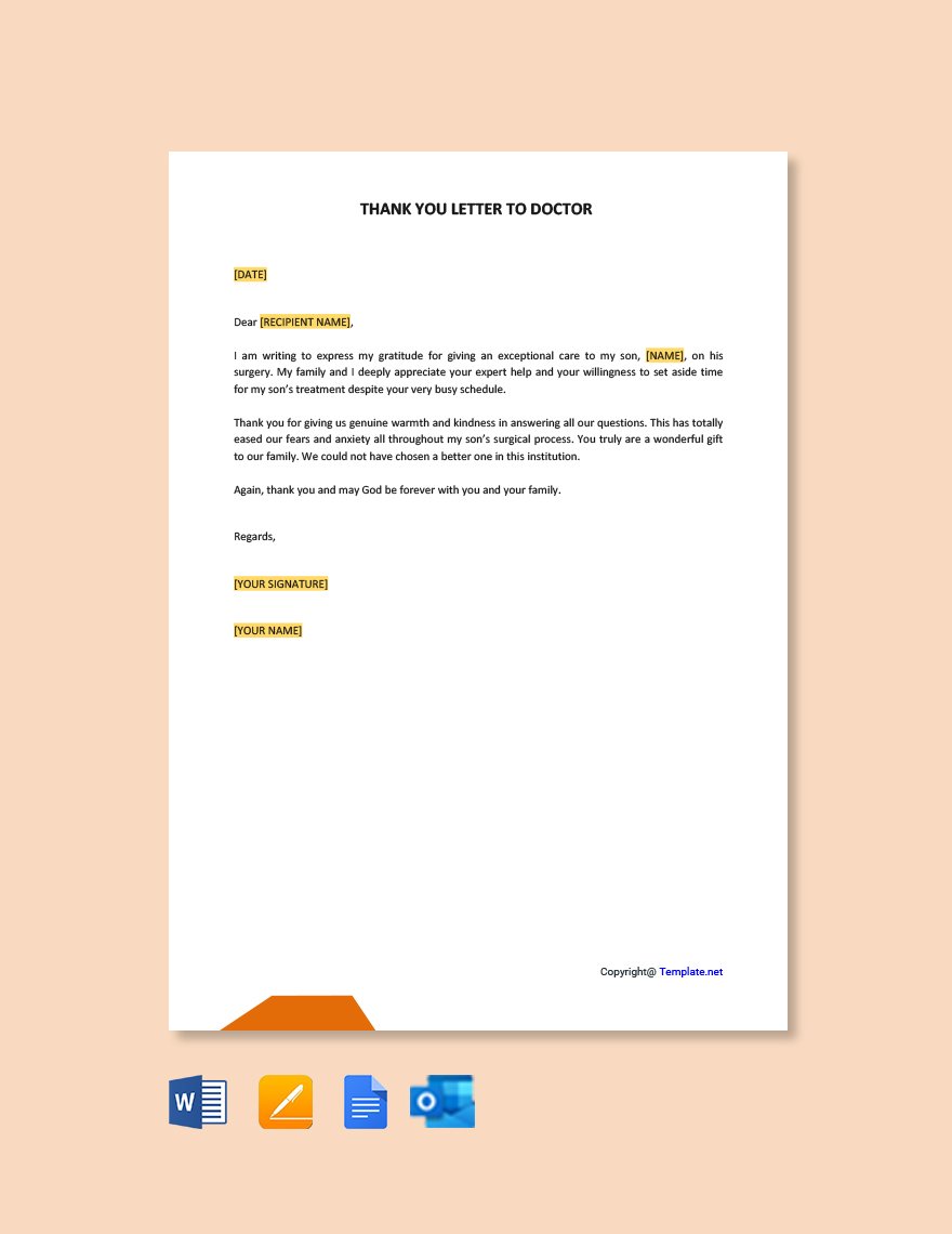 Free Thank You Letter To Doctor From Patient Template