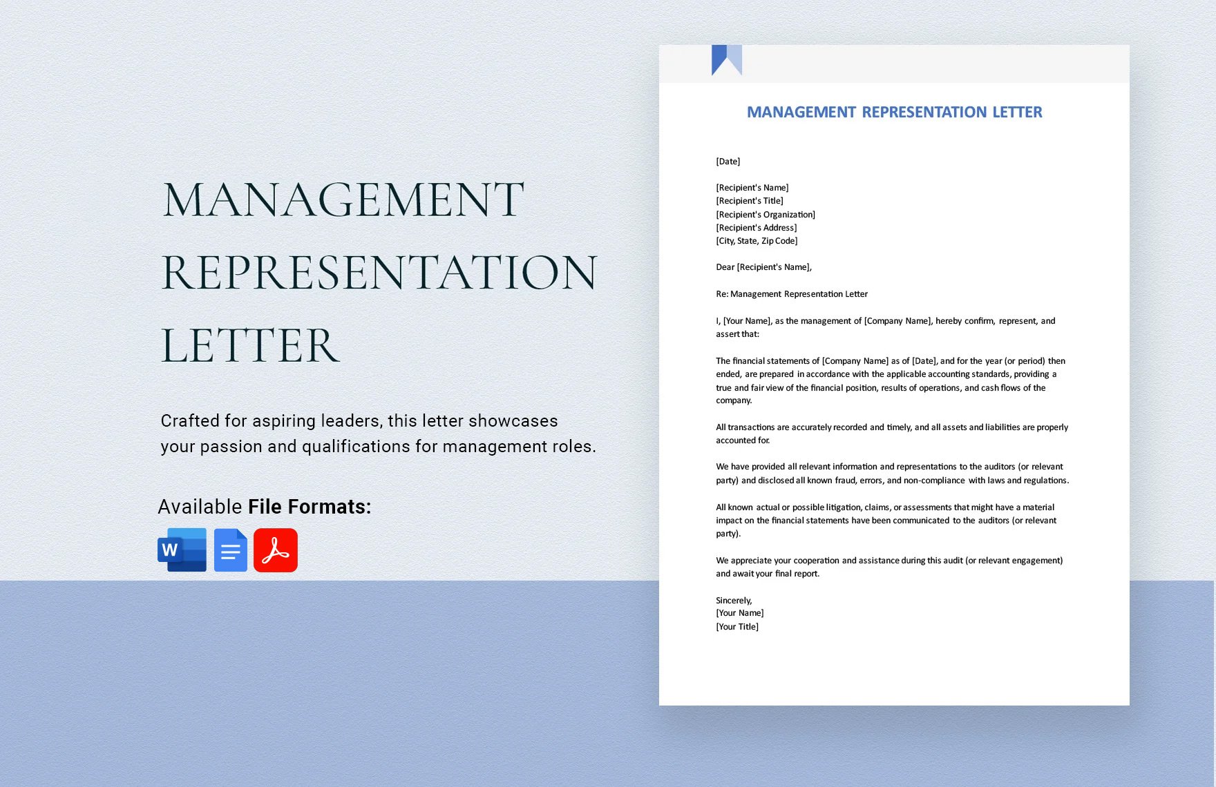 Management Representation Letter in Word, Google Docs, PDF