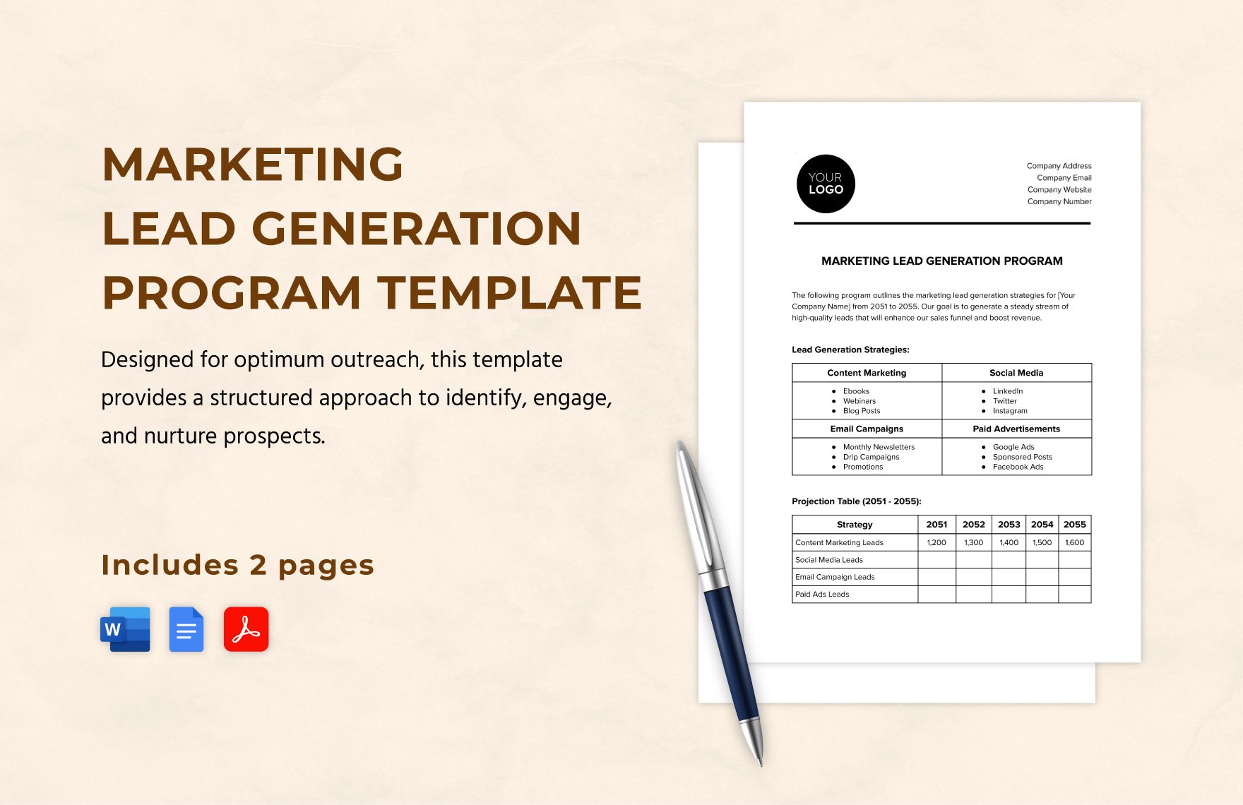 Marketing Lead Generation Program Template in Word, Google Docs, PDF