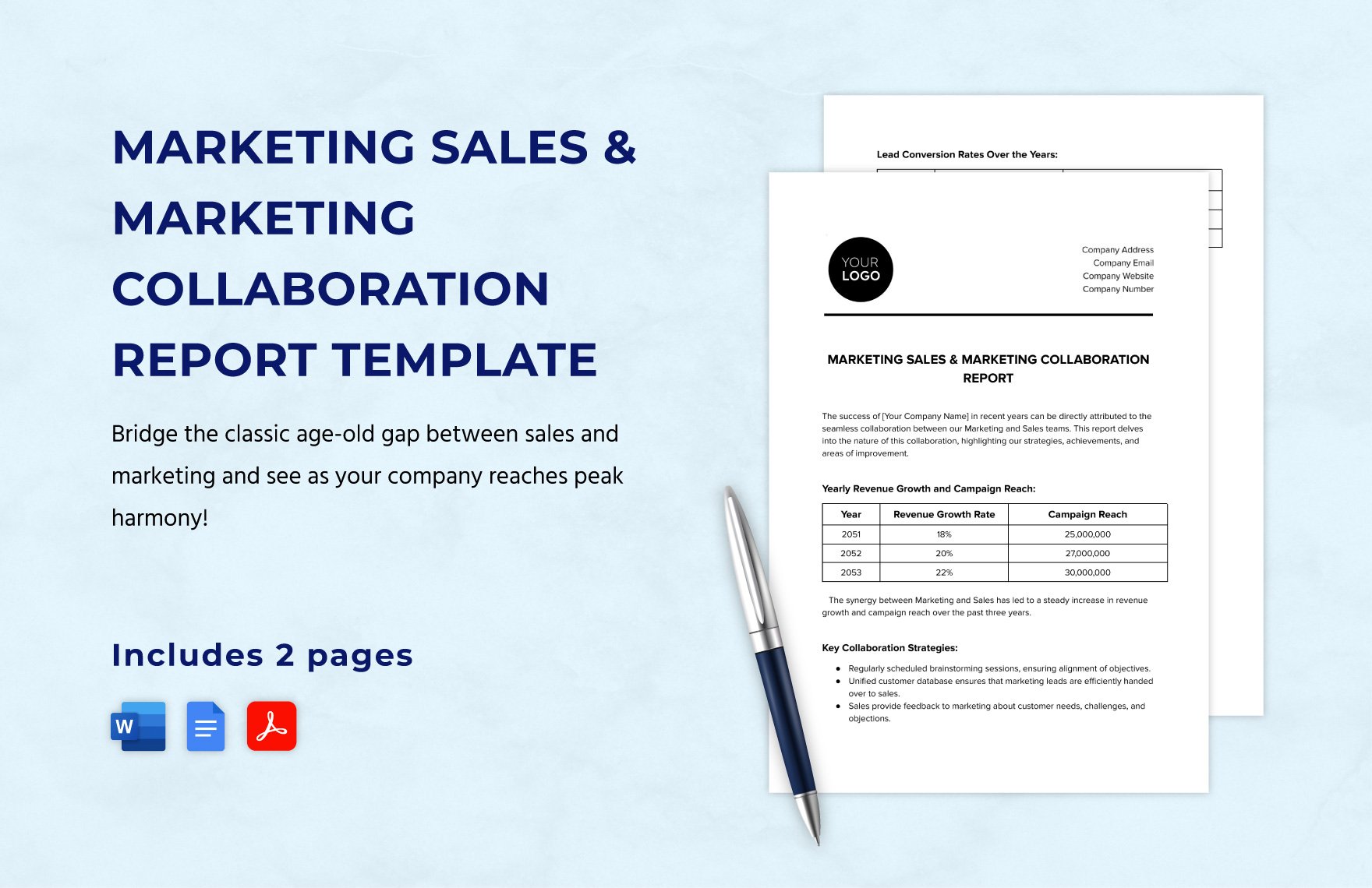 Marketing Sales & Marketing Collaboration Report Template in Word, Google Docs, PDF