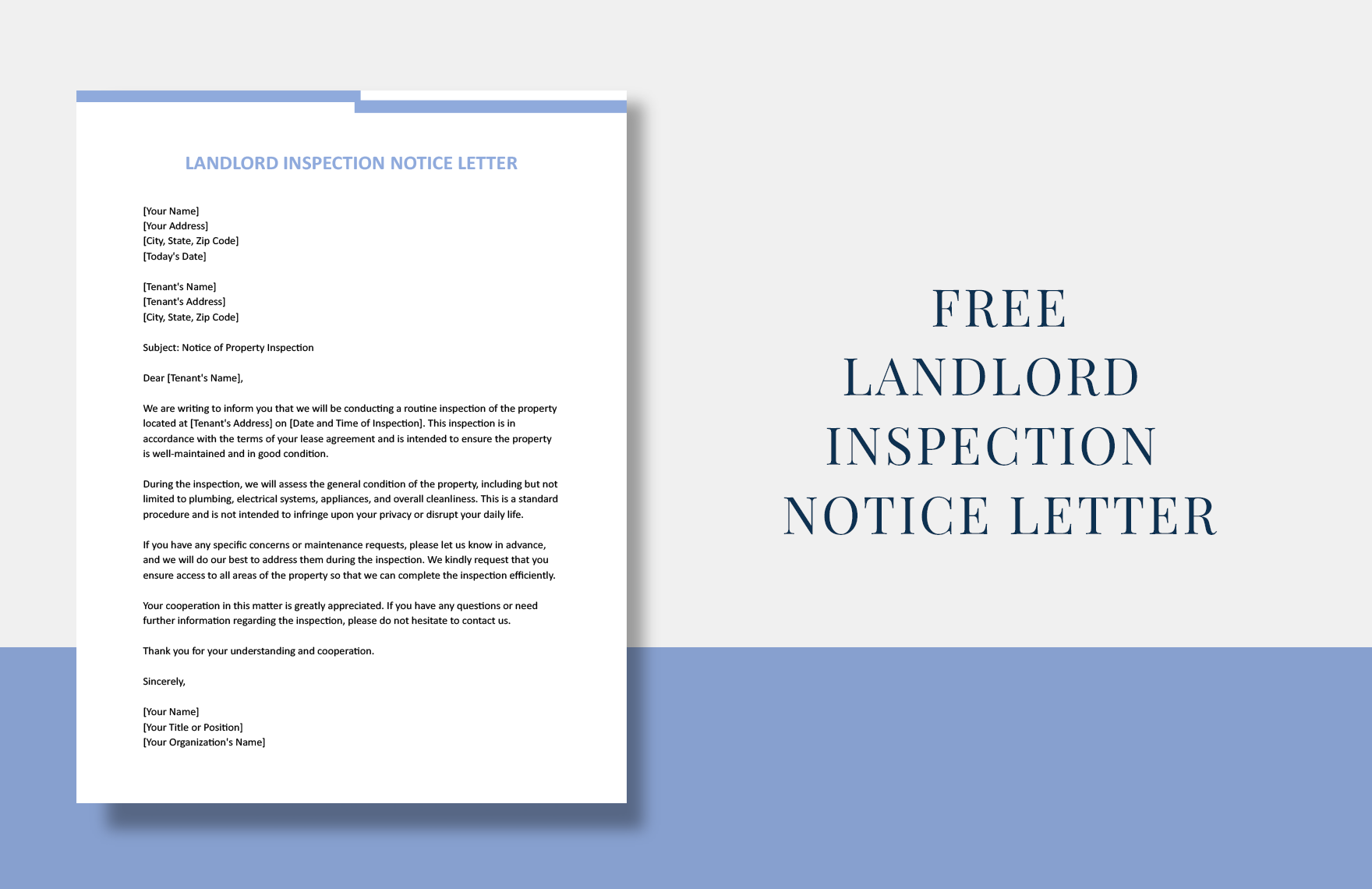 Landlord Inspection Notice Letter