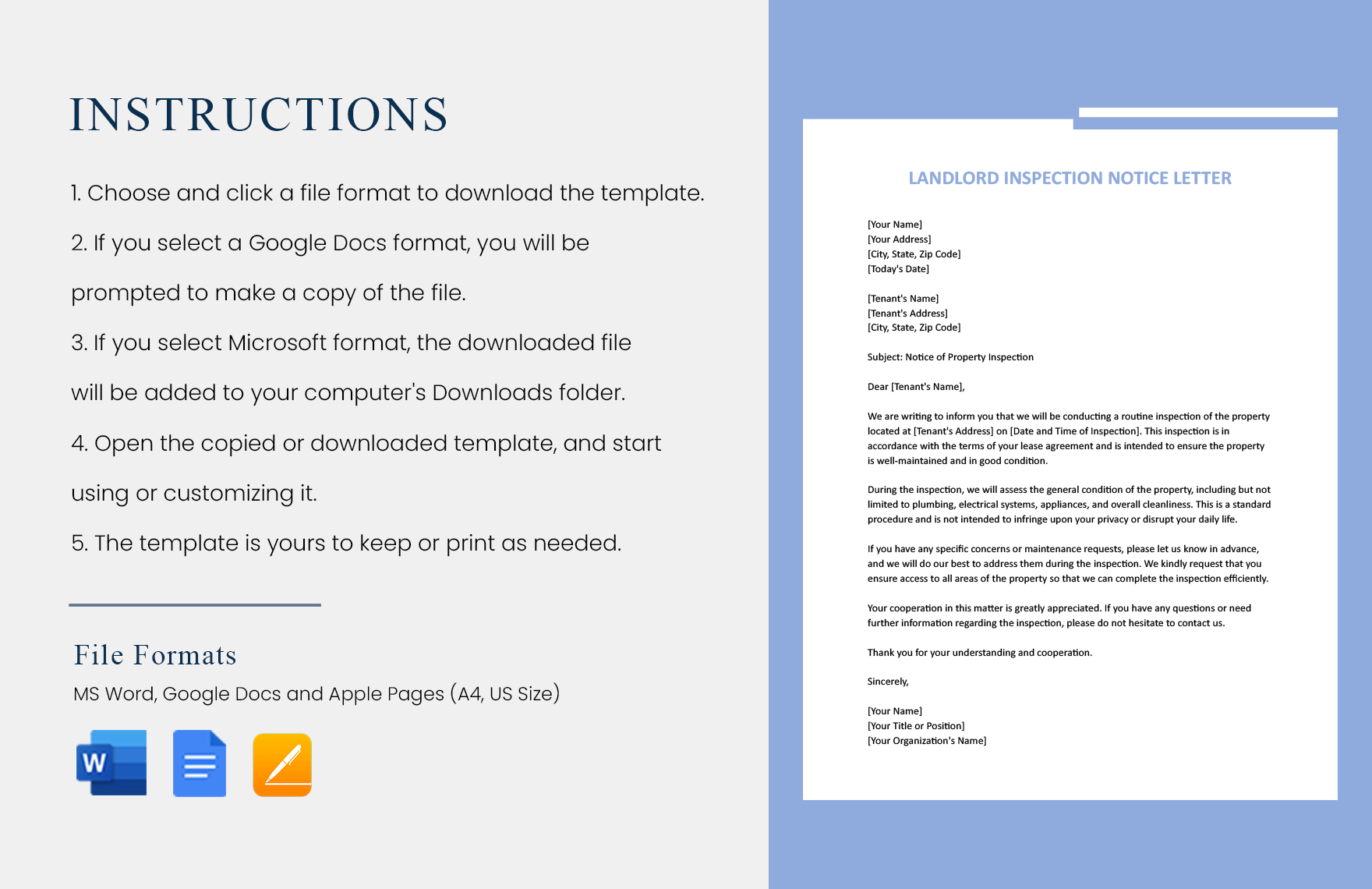 Landlord Inspection Notice Letter