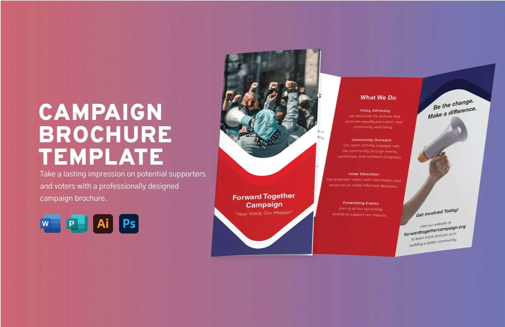 Campaign Brochure Template in Word, Illustrator, PSD, Publisher