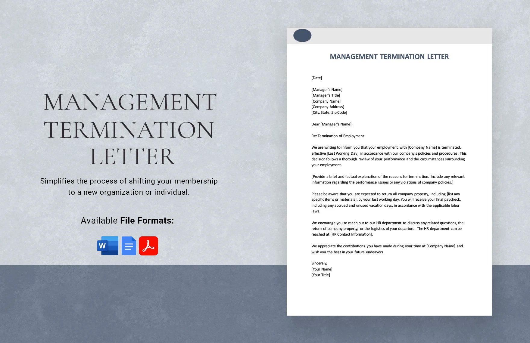 Management Termination Letter in Word, Google Docs, PDF