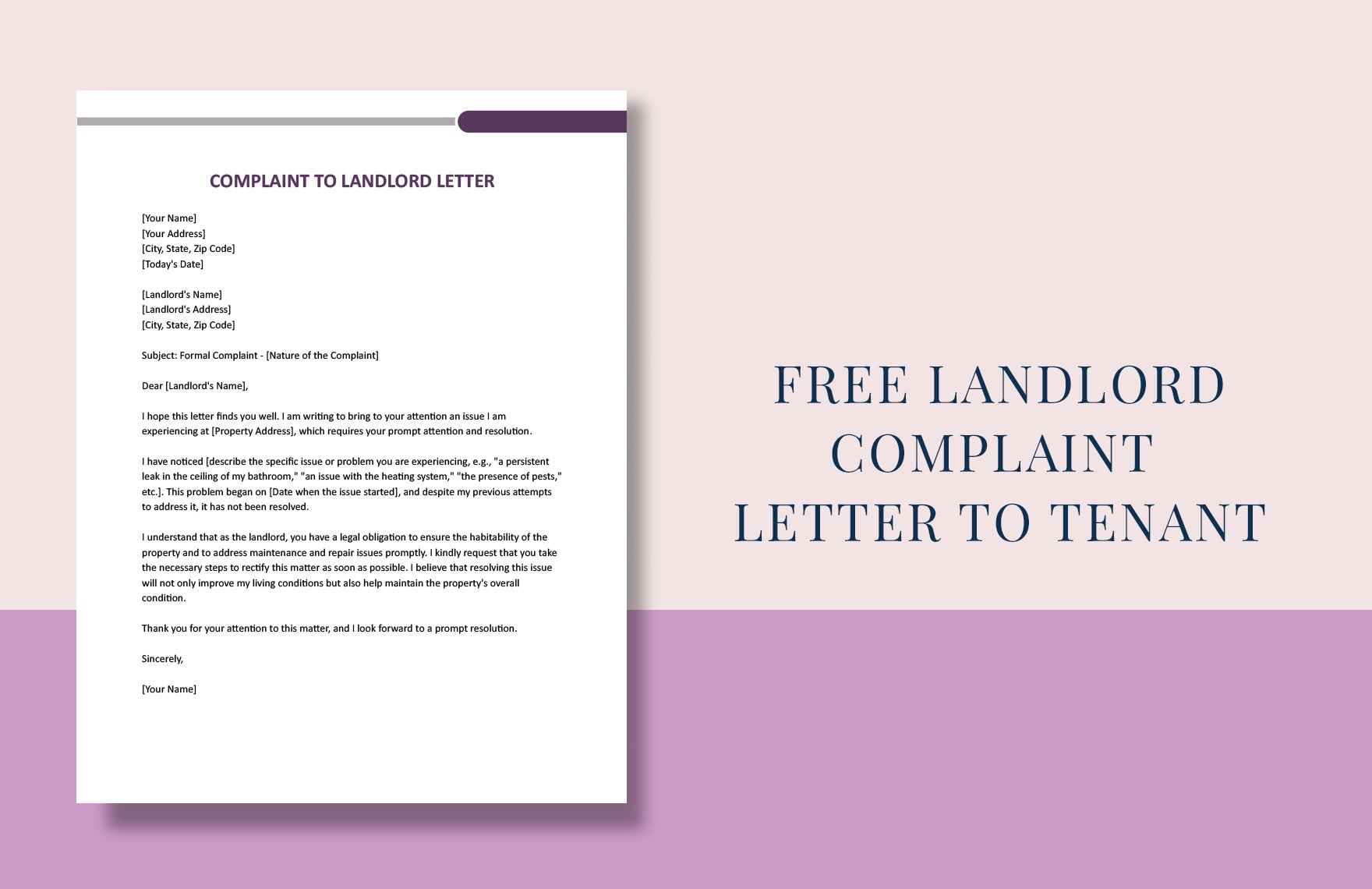 Complaint To Landlord Letter