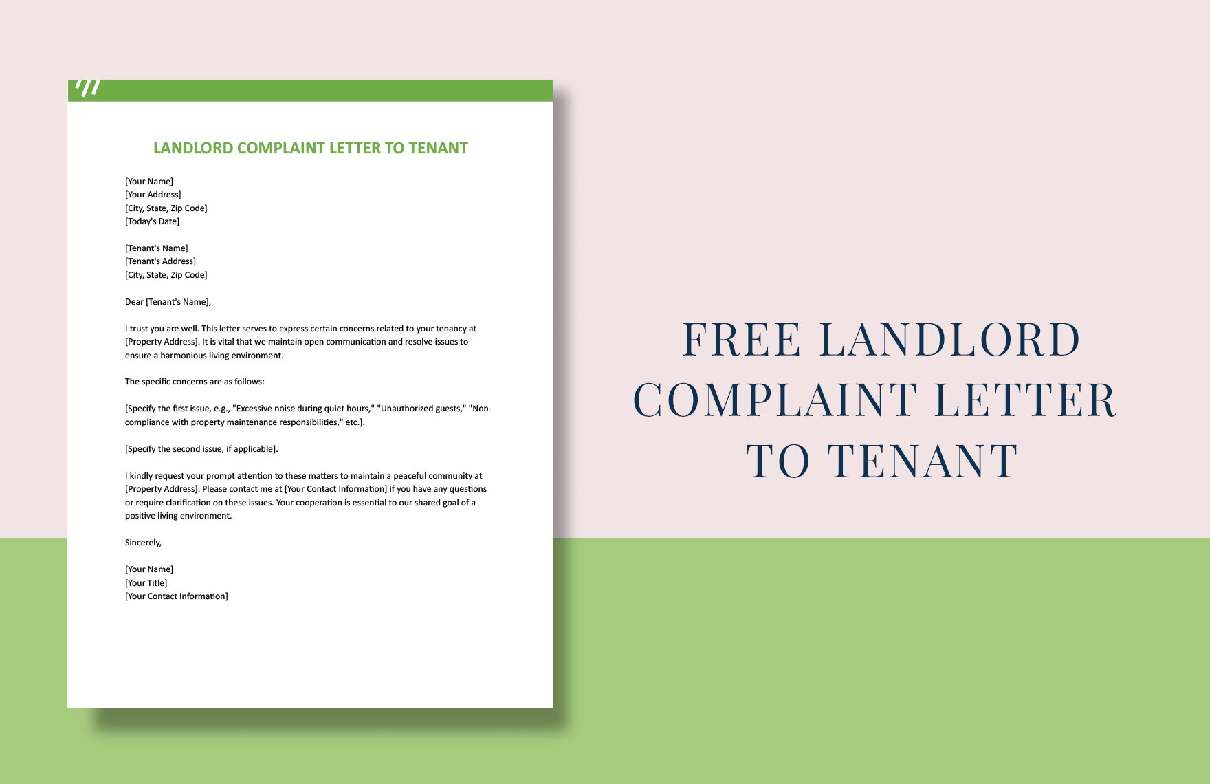 Landlord Complaint Letter To Tenant