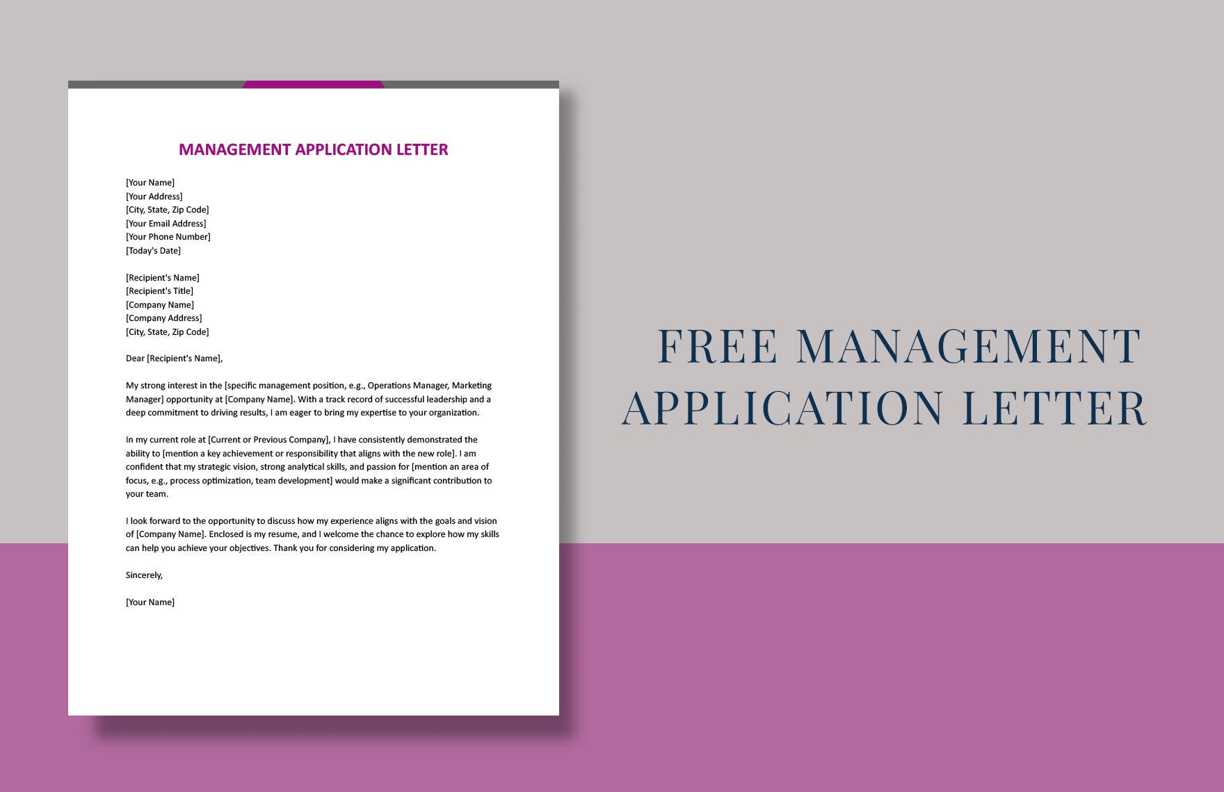 Management Application Letter
